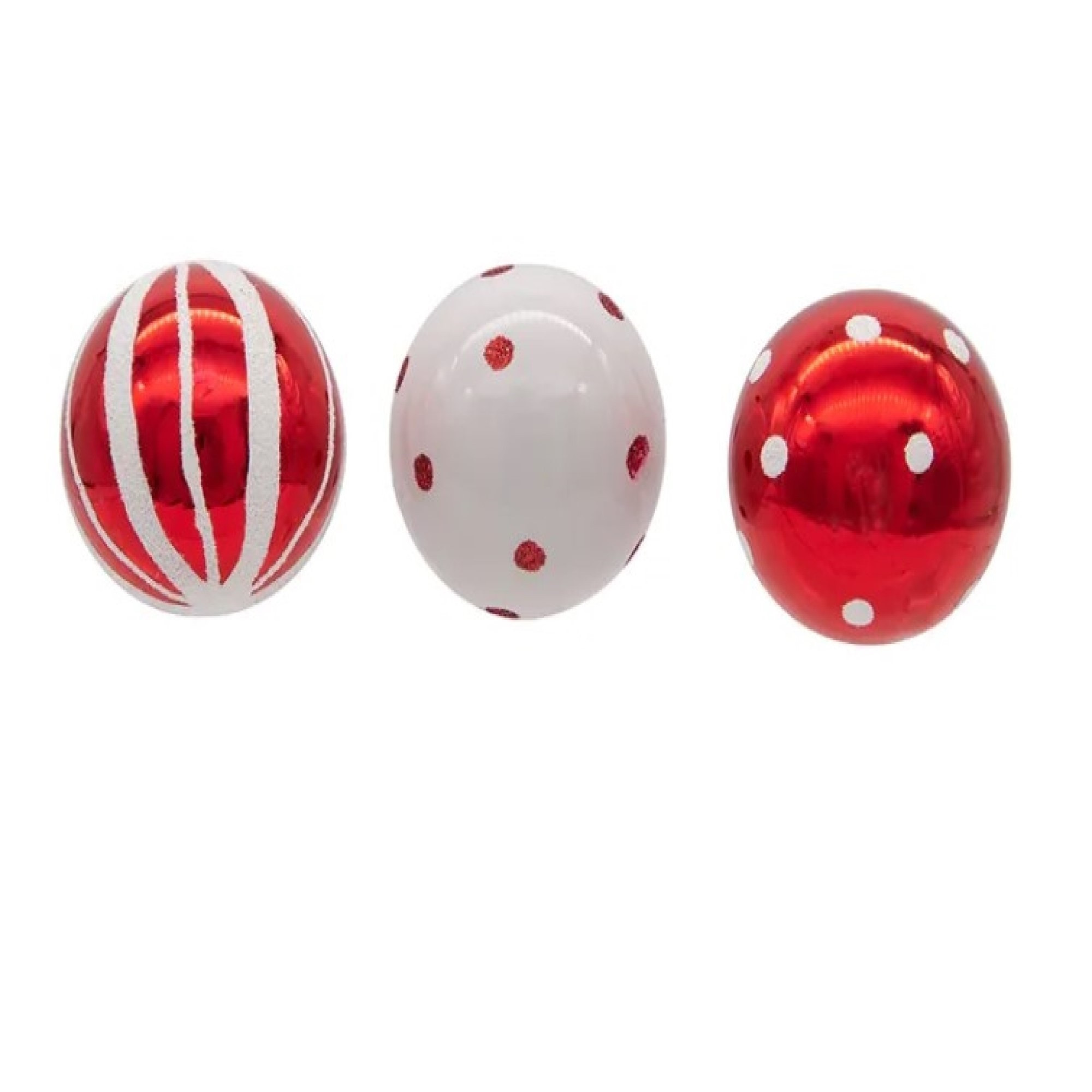 Kurt Adler Red and White Glass Ball, 9-Piece Box Ornament Set, 40MM