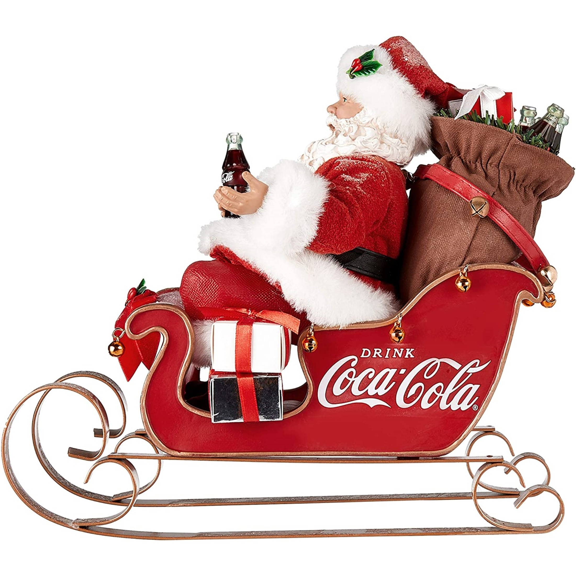 Kurt Adler Coca-Cola Santa in Sleigh Tabletop Christmas Decoration, 10"