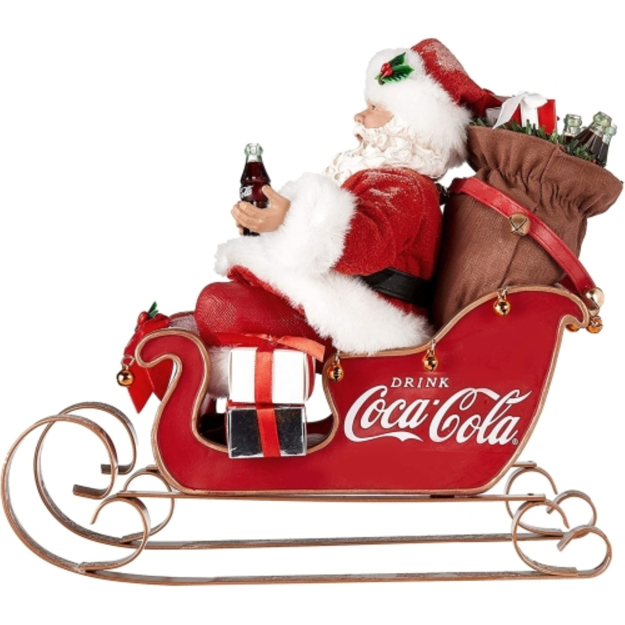 Kurt Adler Fabriche Coca-Cola Santa in Sleigh Tabletop Decoration