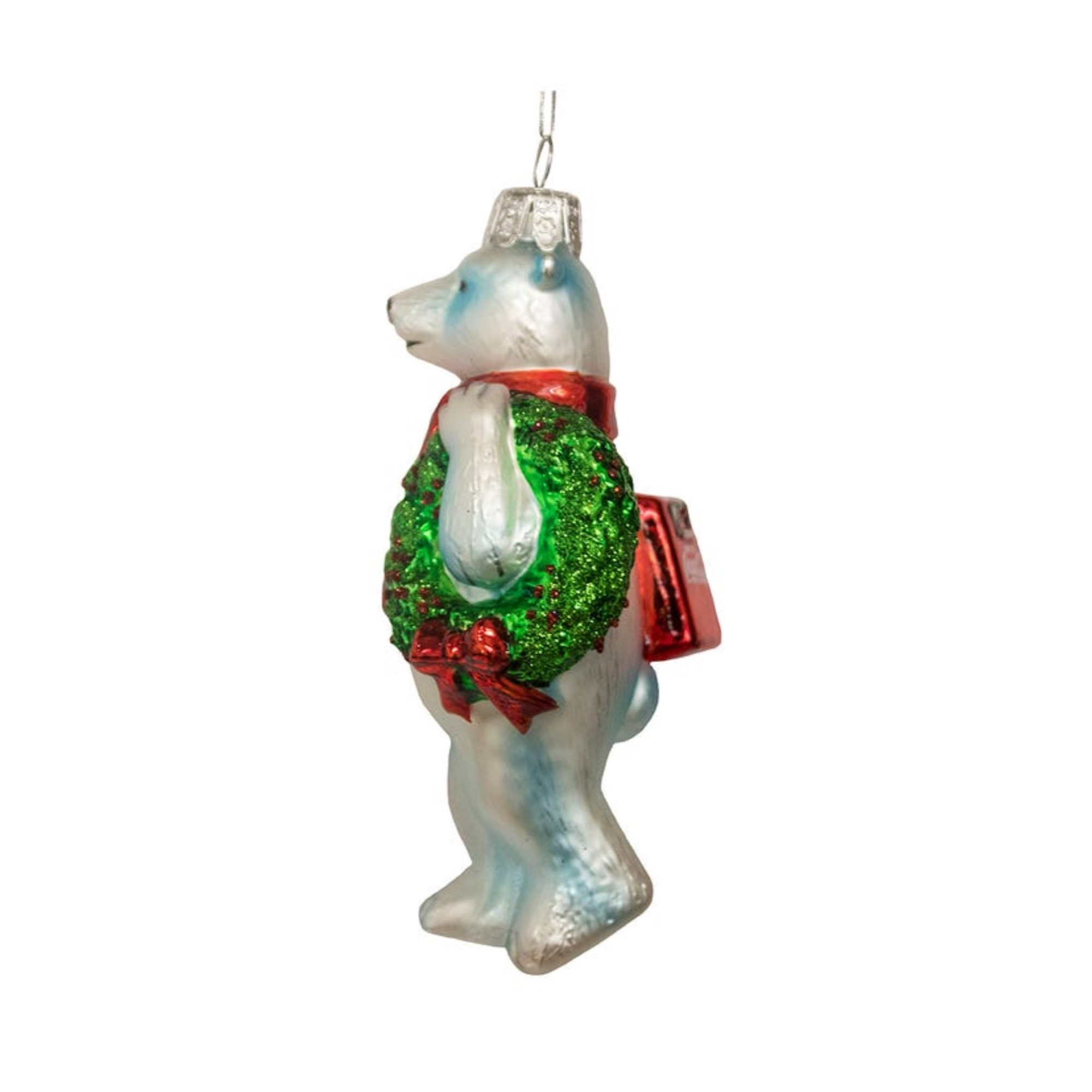 Kurt Adler Coca-Cola Polar Bear With Wreath and Cooler Glass Ornament