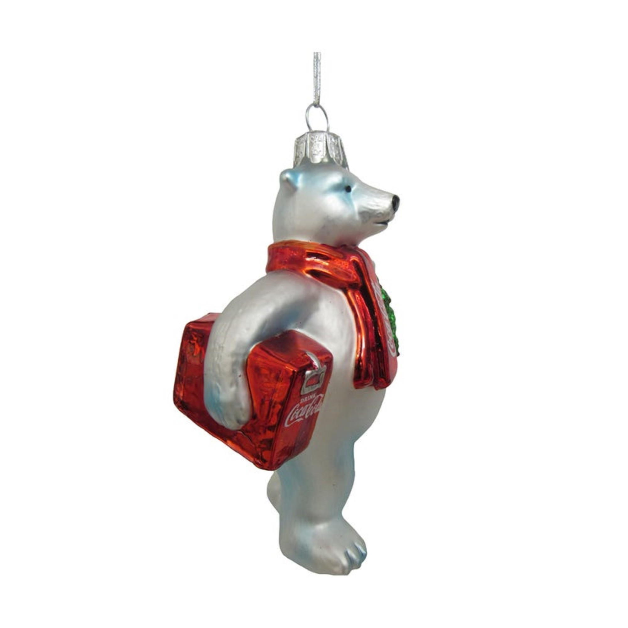 Kurt Adler Coca-Cola Polar Bear With Wreath and Cooler Glass Ornament