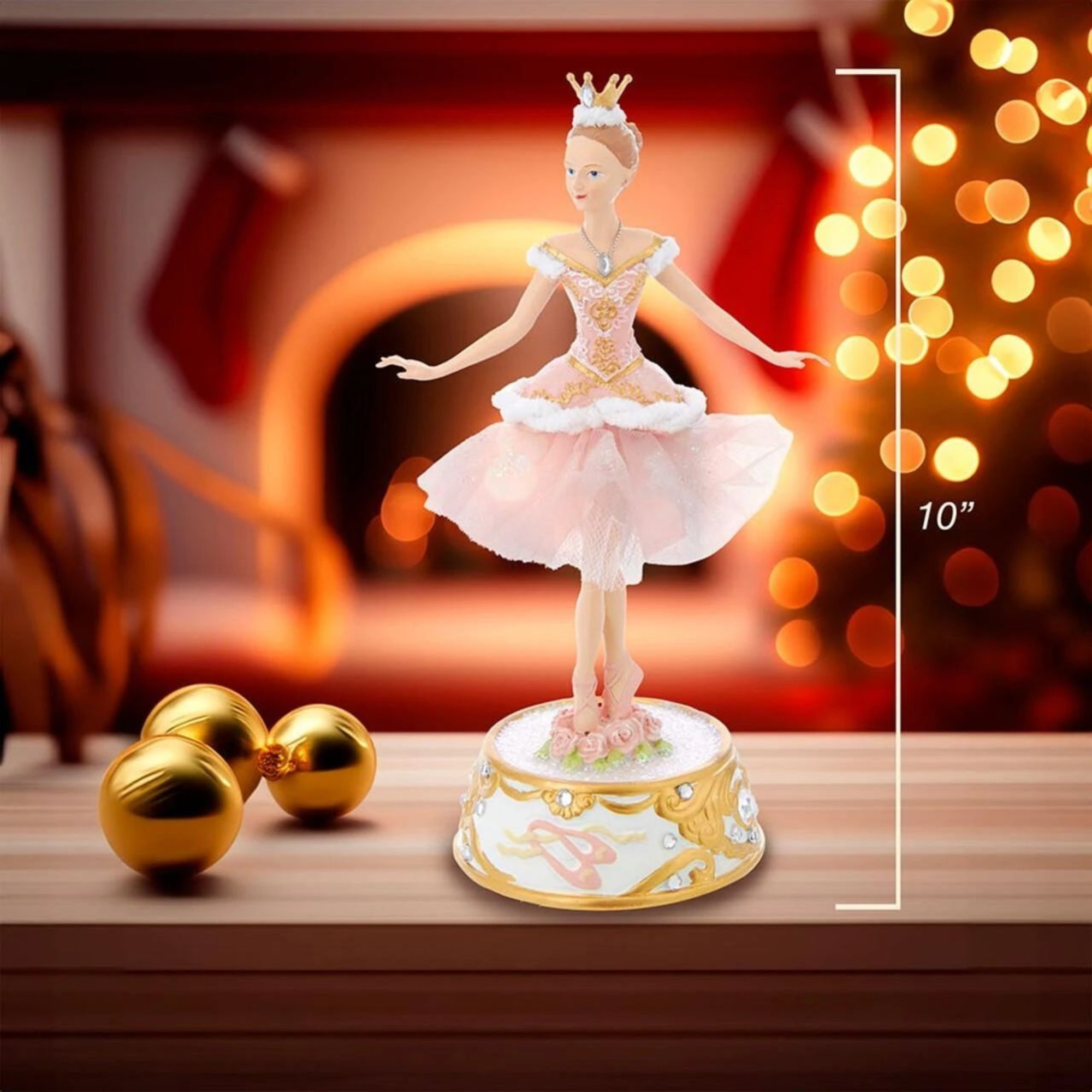 Kurt Adler Pink Ballerina Figure with Musical Base Table Piece, 10"