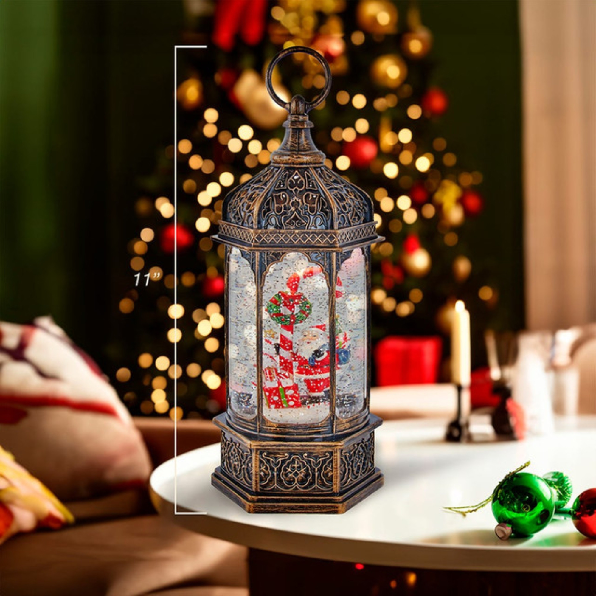 Kurt Adler Battery Operated LED Santa Claus Water Lantern, 11"