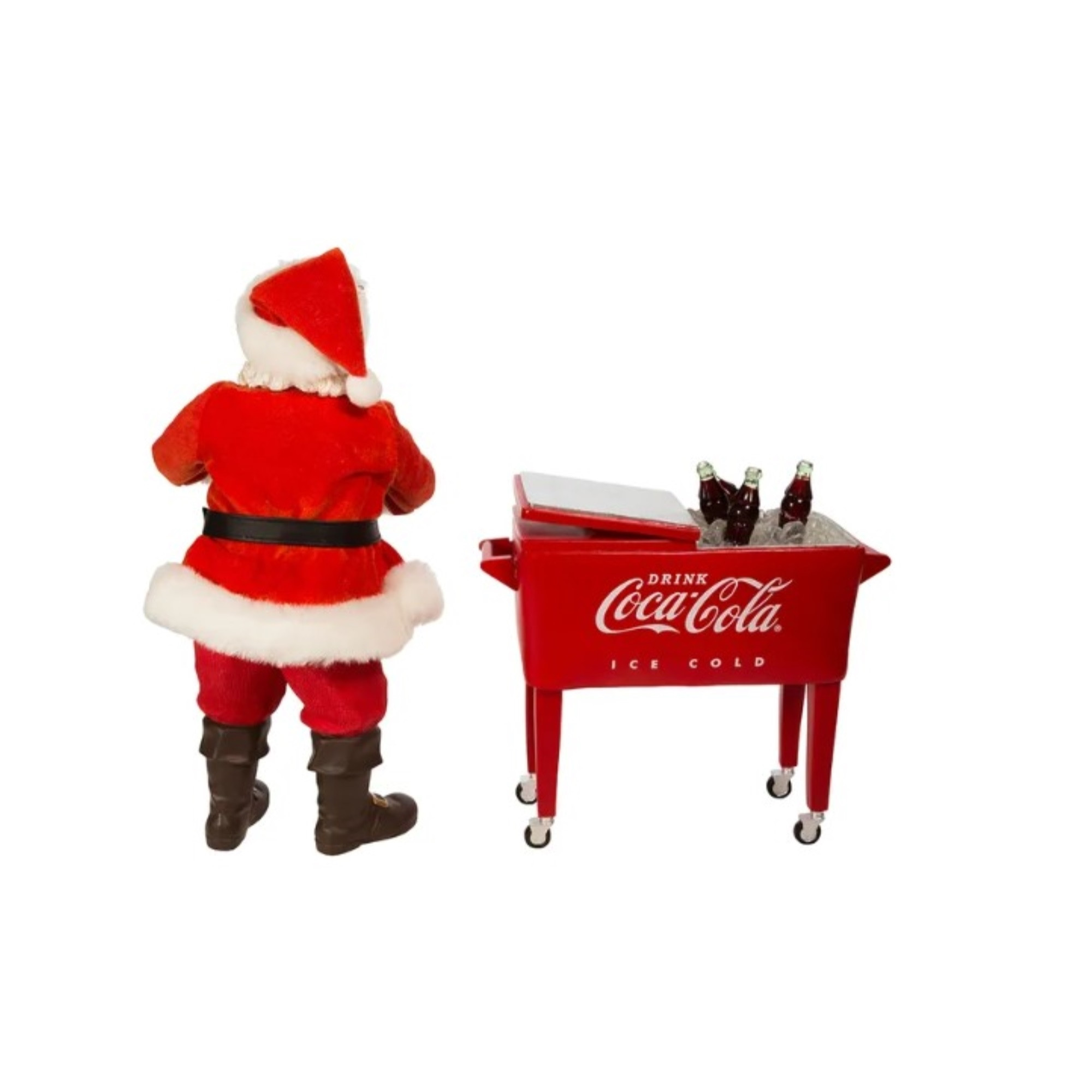 Kurt Adler Coca-Cola Fabriche Santa With Table Cooler, 2-Piece Set