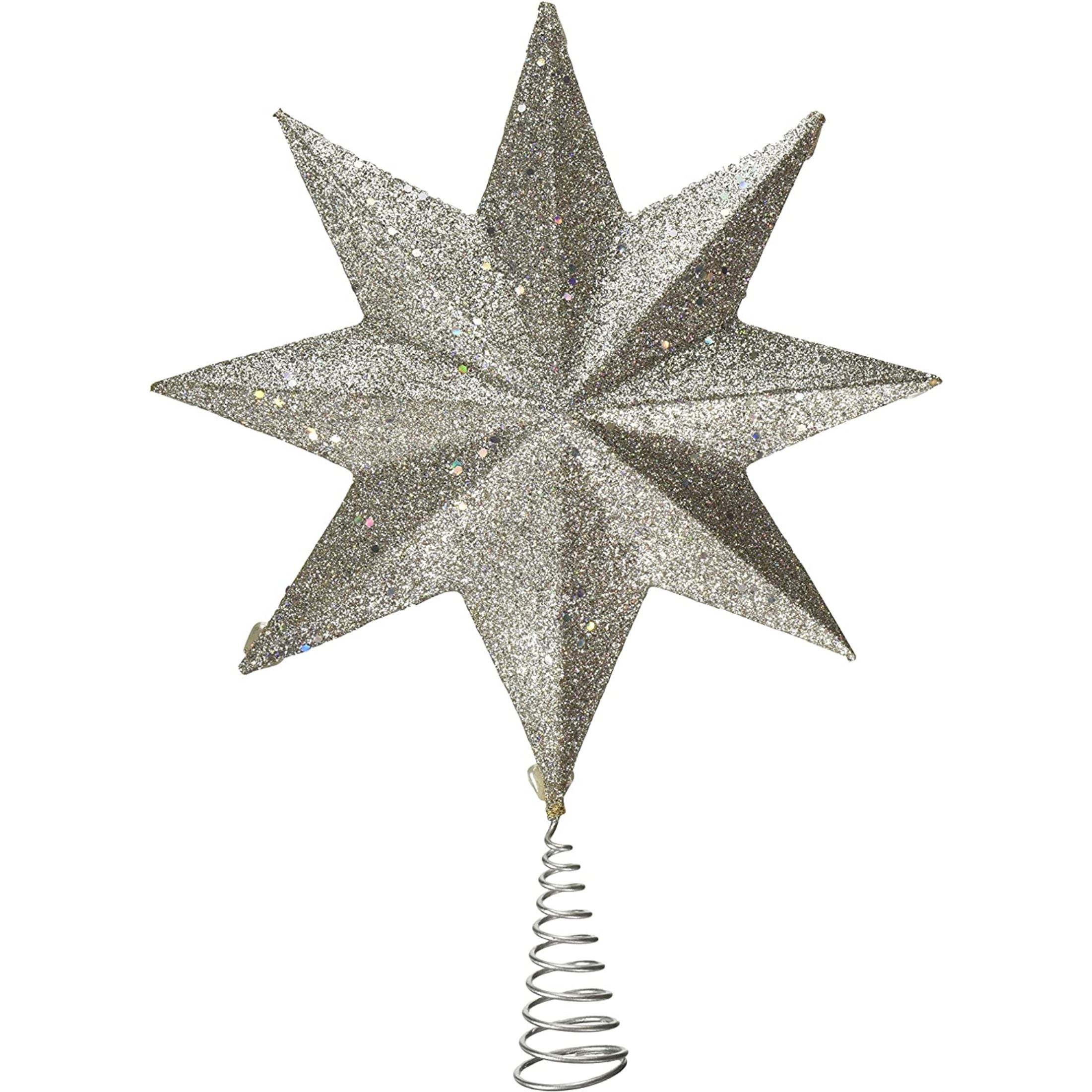 Kurt Adler 8-Point Ruby and Platinum Star Christmas Treetoper, Red/Silver, 16.5"