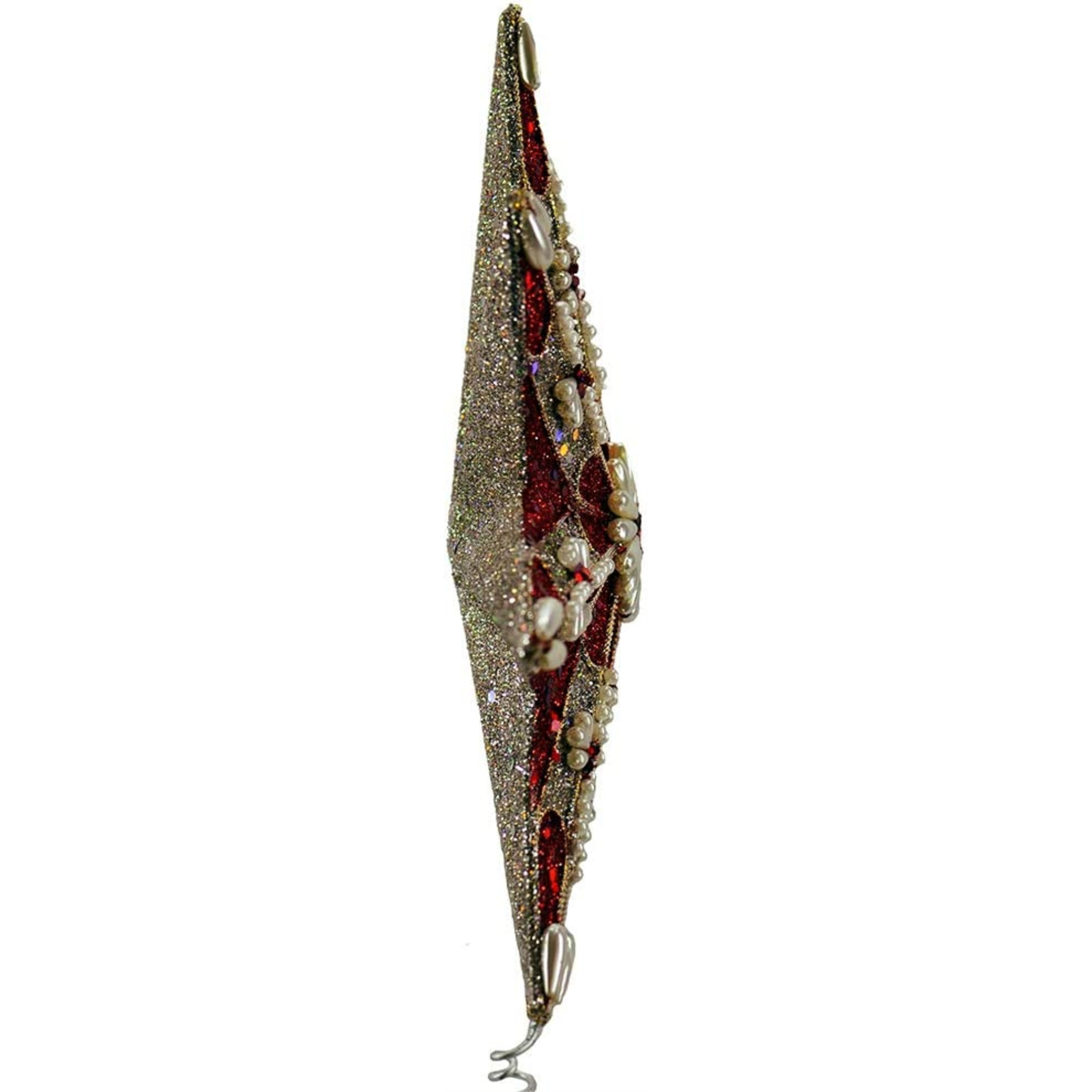 Kurt Adler 8-Point Ruby and Platinum Star Christmas Treetoper, Red/Silver, 16.5"