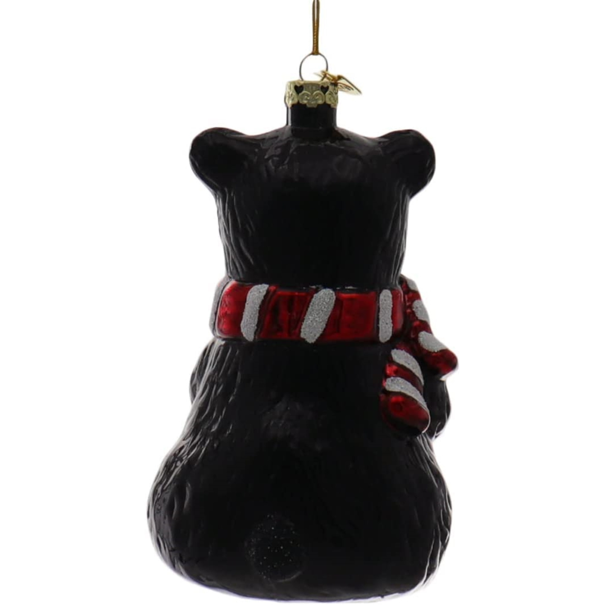 Kurt Adler Noble Gems Glass Ornament for Christmas Tree, Black Bear with Gift