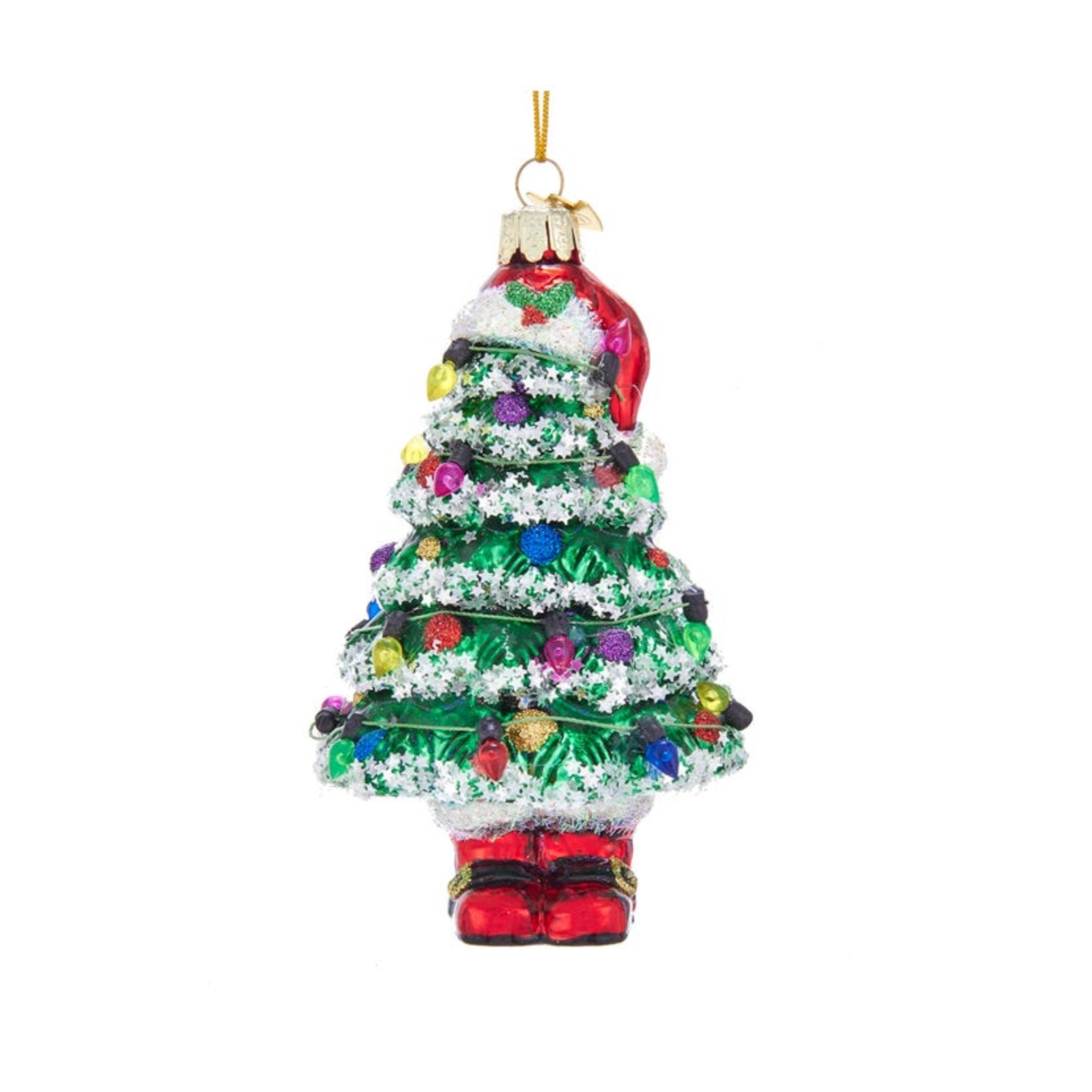 Kurt Adler Noble Gems Christmas Tree Ornament, Tree with Santa Hat and Boots