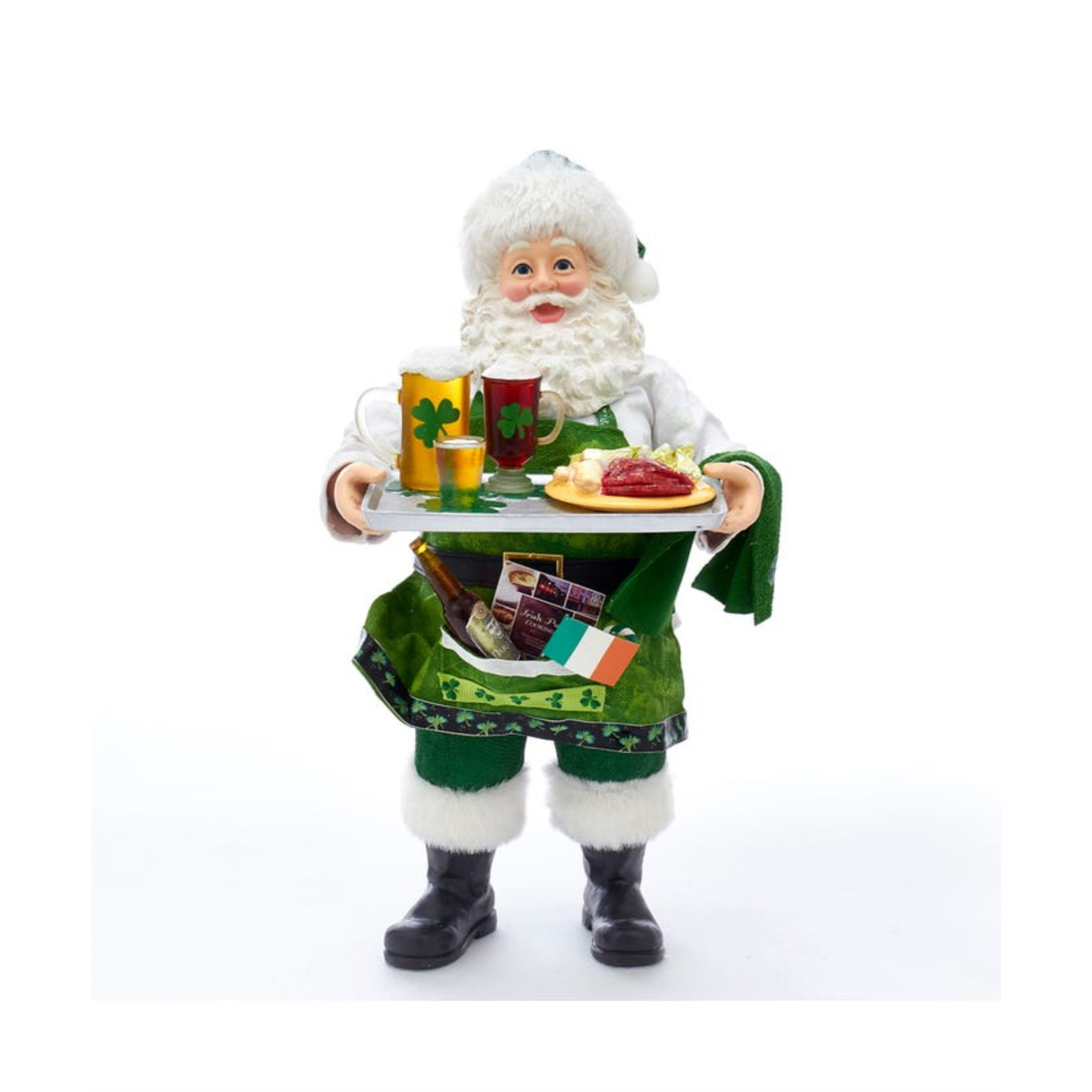 Kurt S. Adler Fabriche Musical Irish Chef Santa, 10.5"