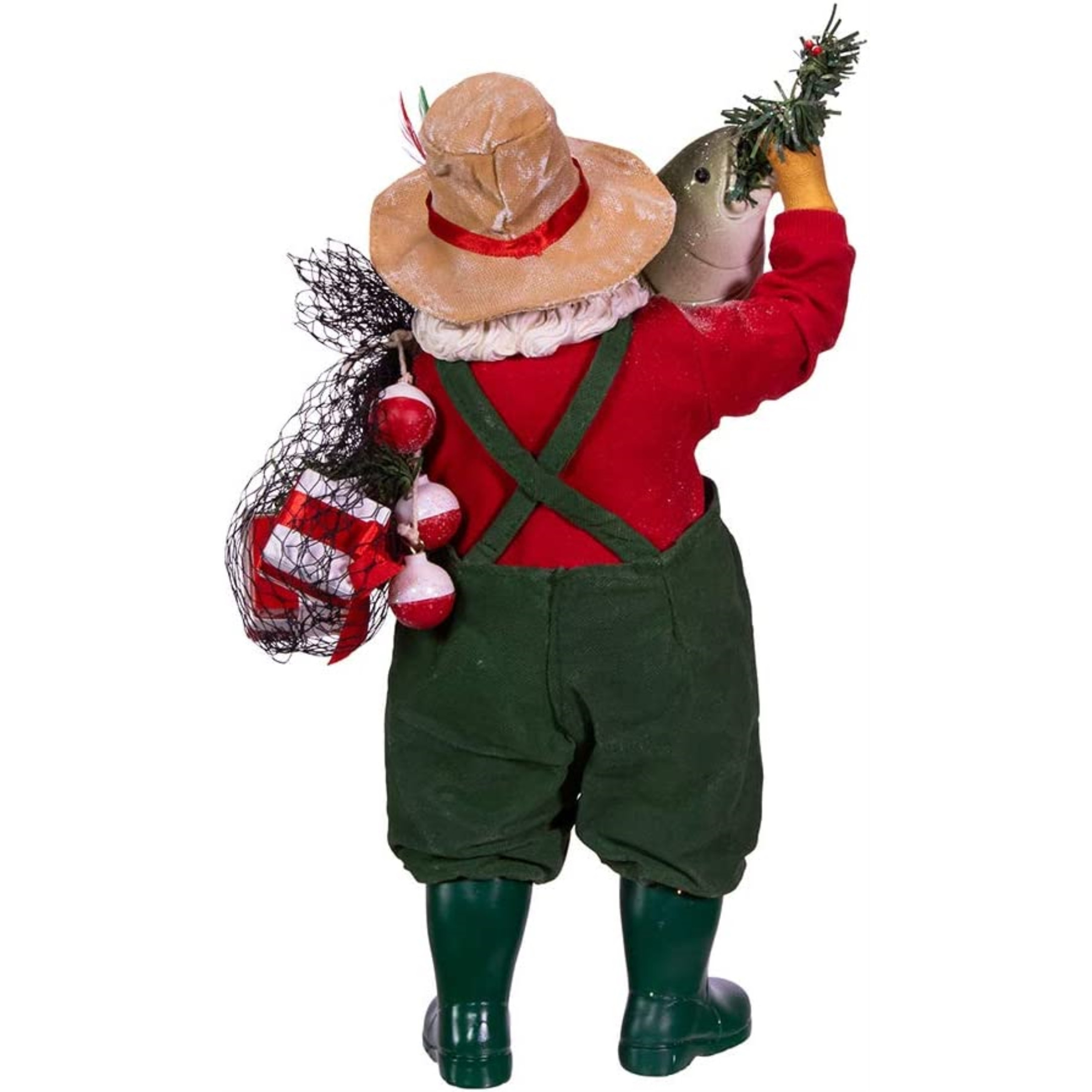 Kurt S. Adler Fabriche Christmas Figurine Holding Fish Santa, 10.5"