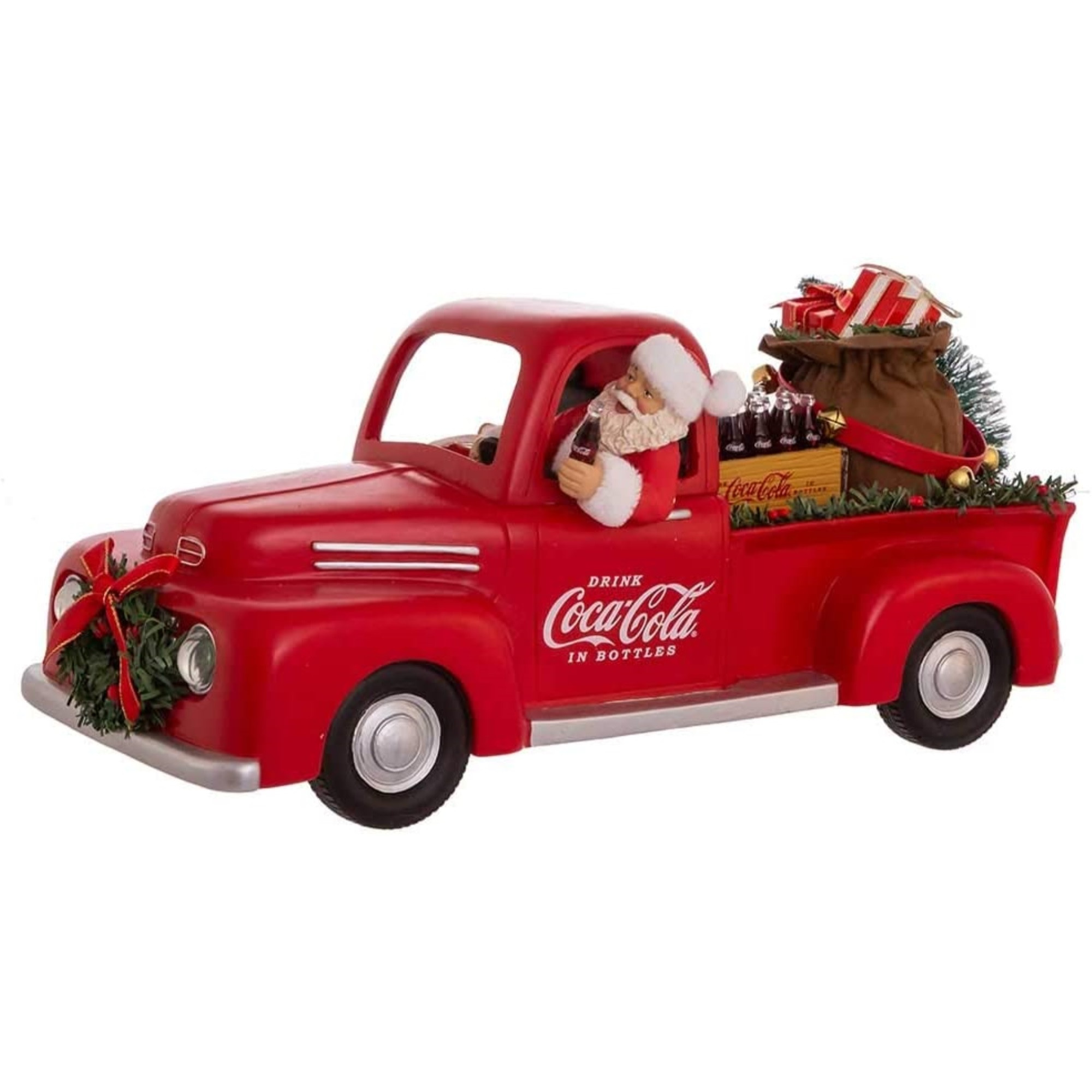 Kurt Adler Coca-Cola Santa Truck Christmas Decor Figurine, Red, 14"