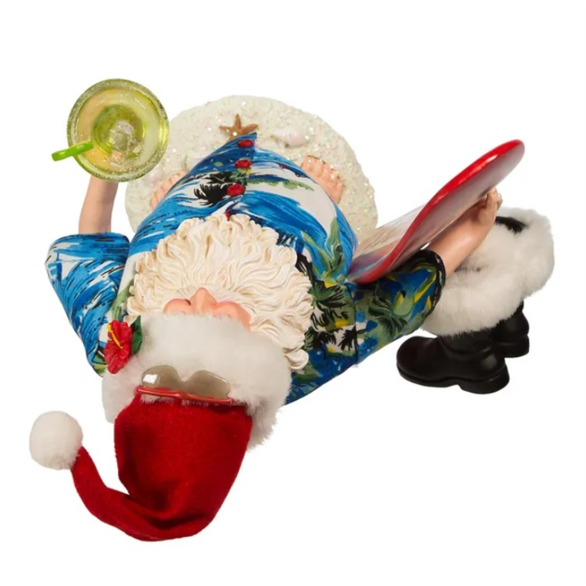 Kurt Adler Fabriche Collection, Beach Santa With Surfboard, 11"