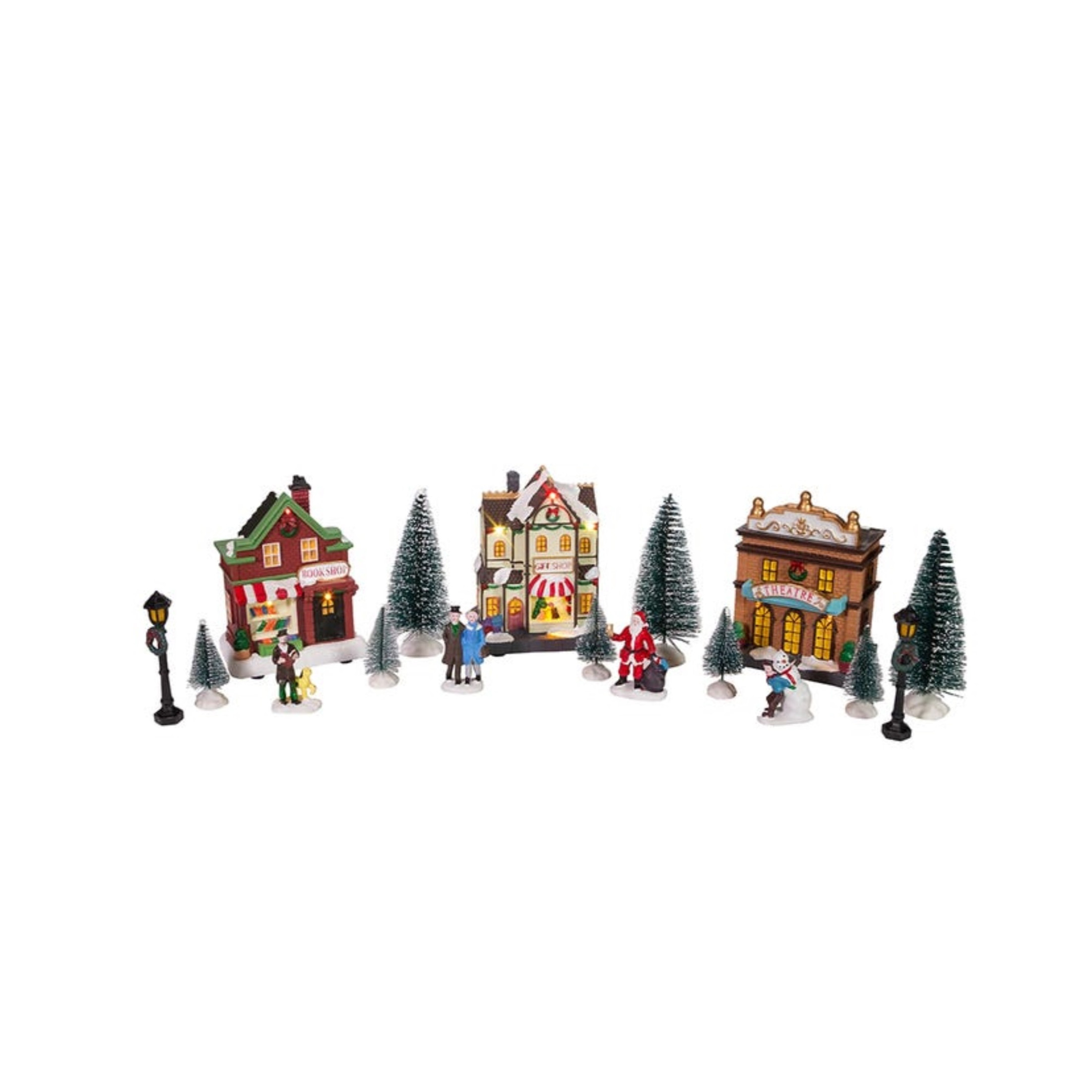 Kurt Adler 5.5-Inch Battery-Operated LED Lit Christmas Village, 17 Piece Set