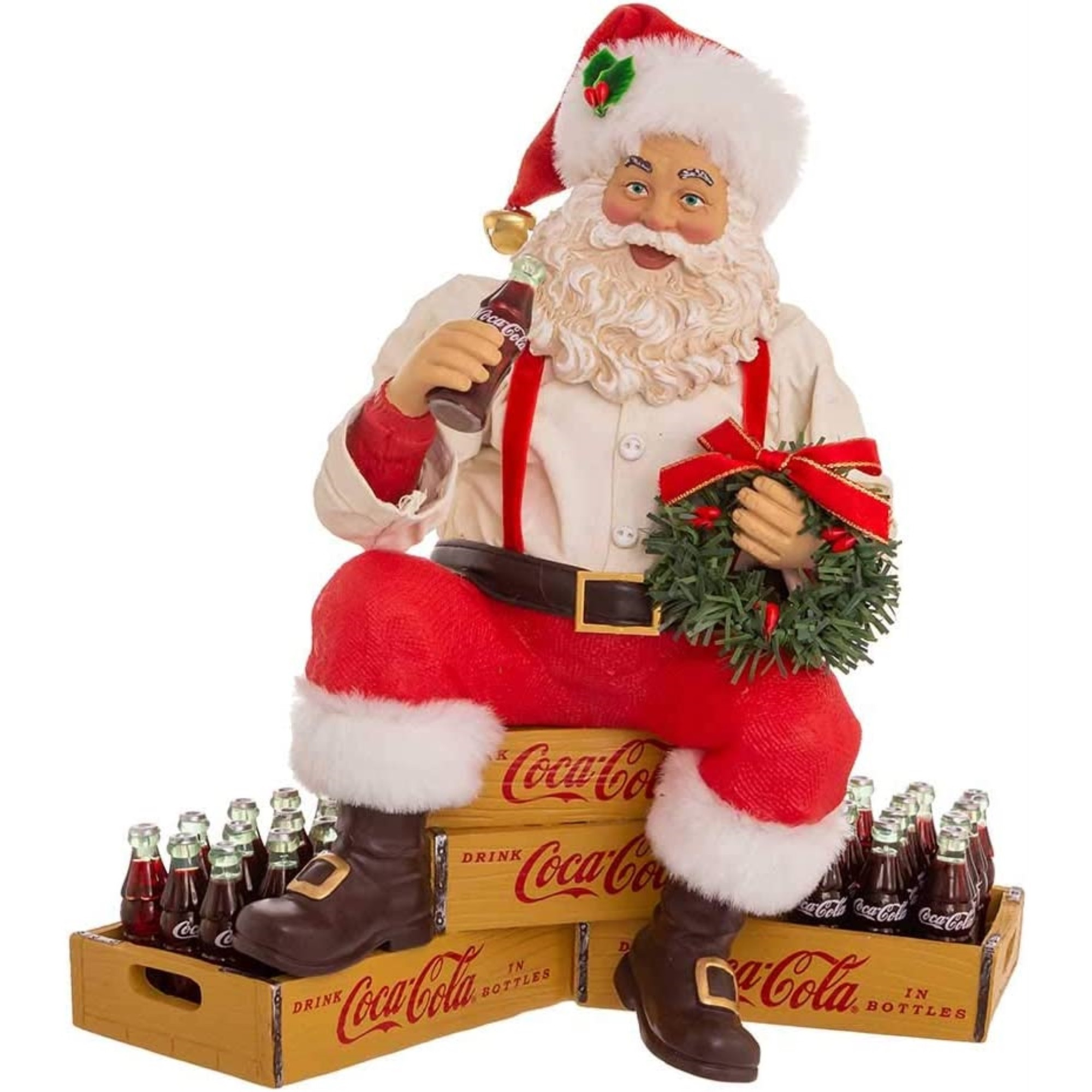 Kurt Adler Fabriché Collection, Coca-Cola Santa Sitting on Crates, 9"