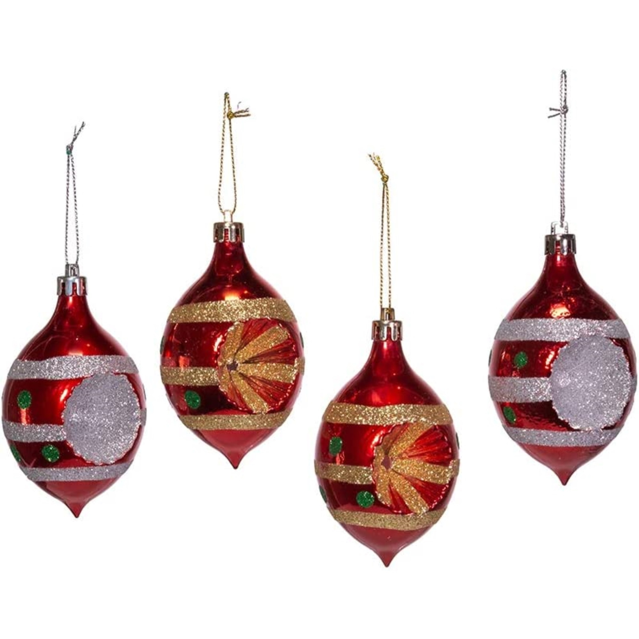 Kurt Adler Christmas Ornament Set 4 Piece, Plastic Set, Multi-Colored, 2.5"