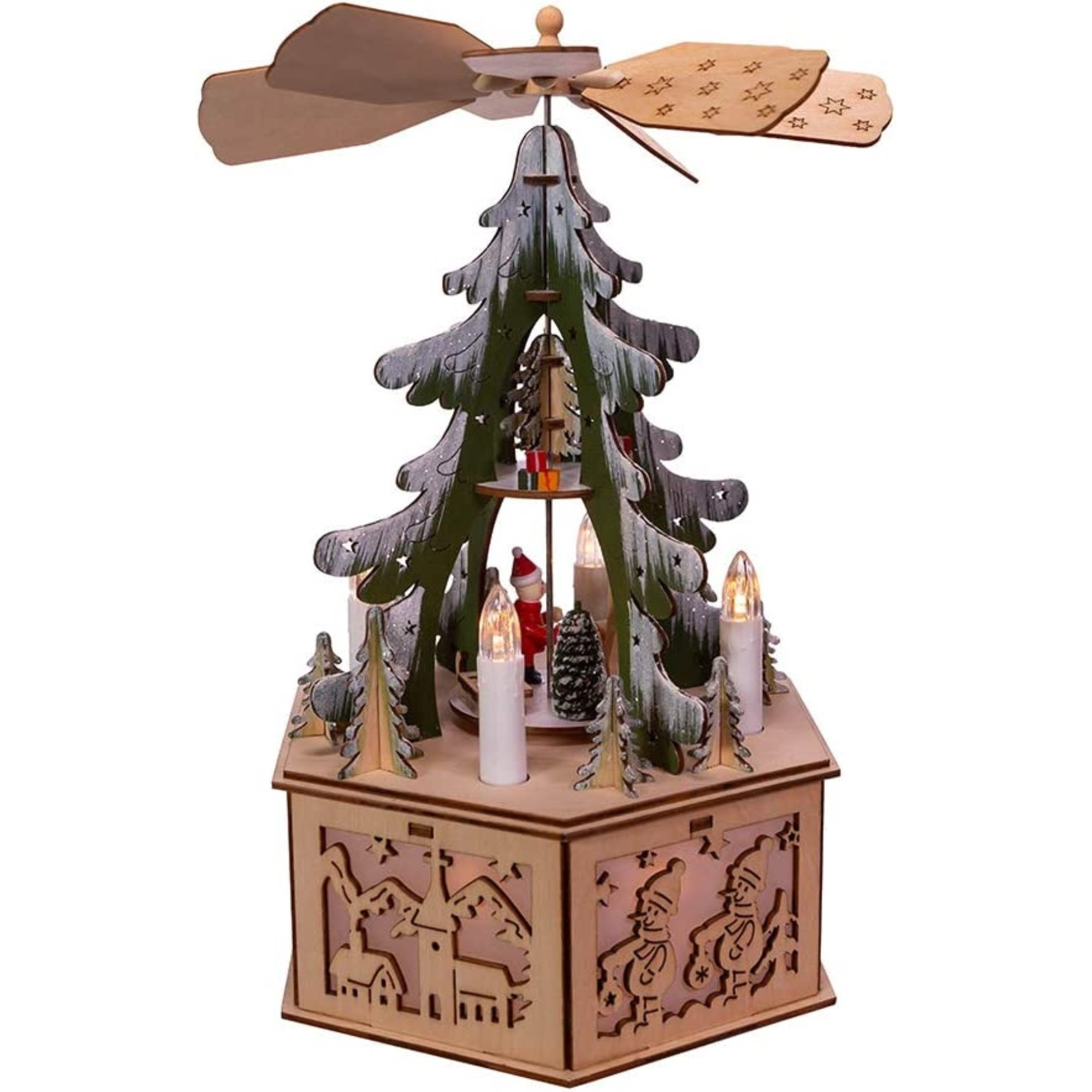 Kurt Adler Battery-Operated Musical LED Christmas Tree Windmill Scene, 11"