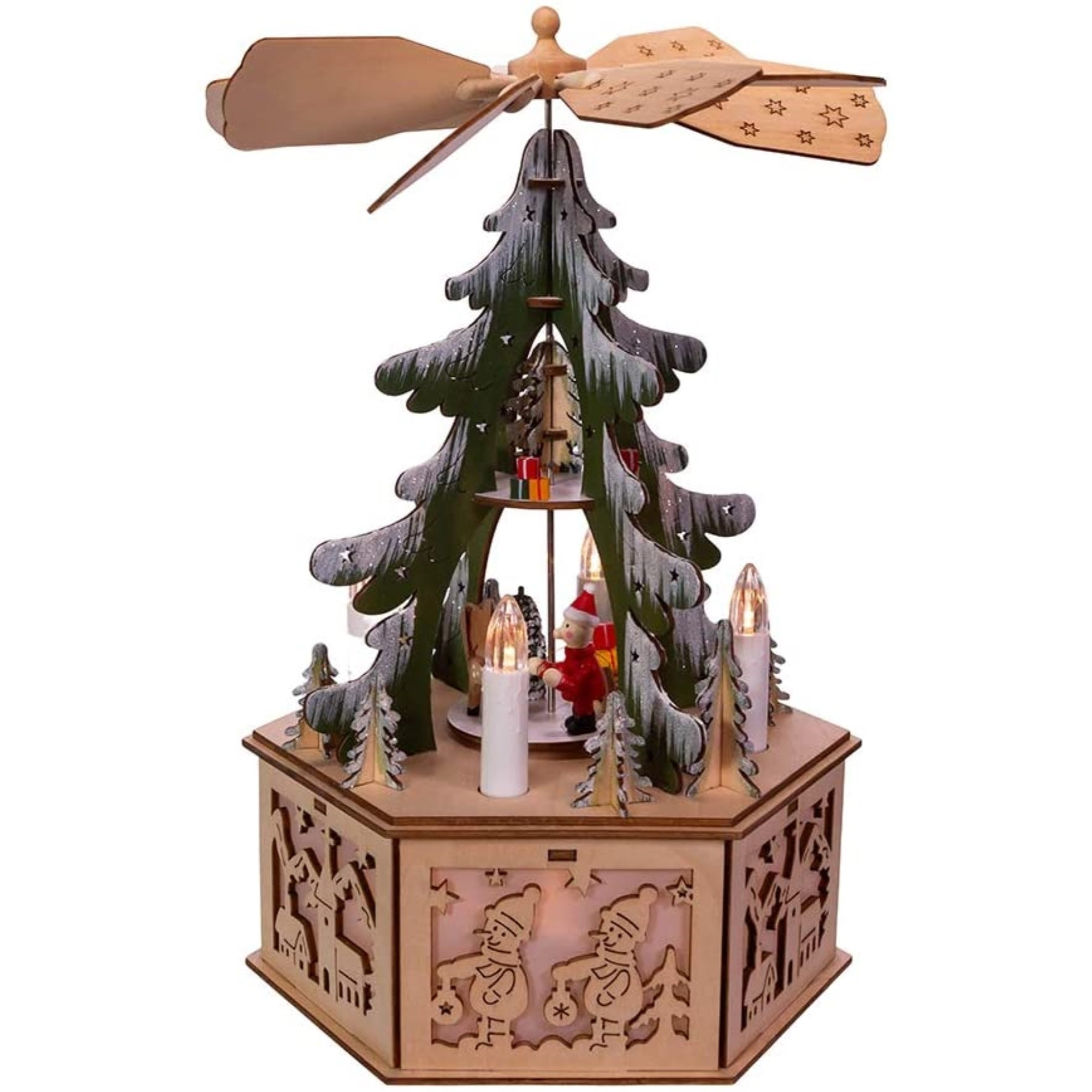 Kurt Adler Battery-Operated Musical LED Christmas Tree Windmill Scene, 11"