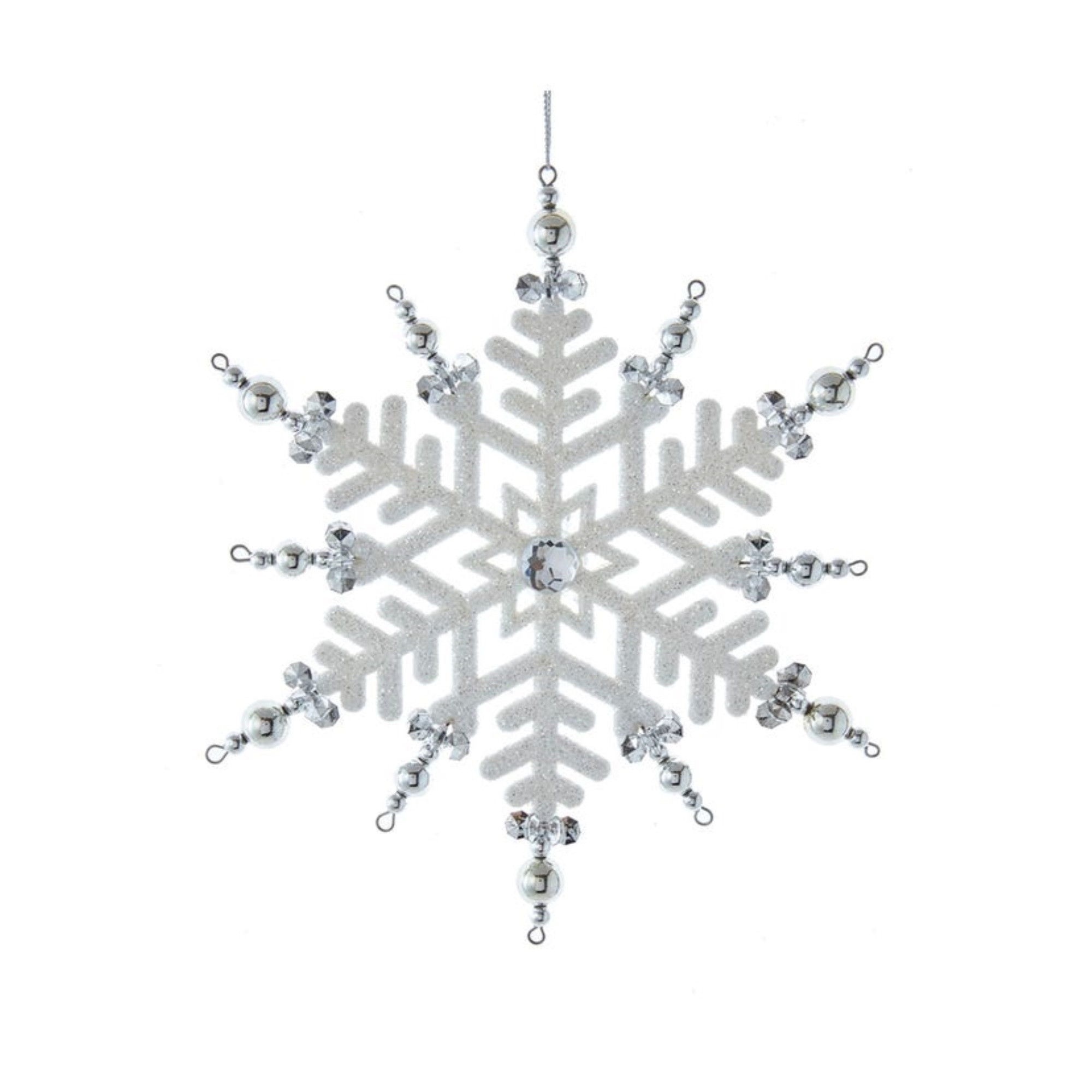 Kurt Adler Plastic Ornament for Christmas Tree, Silver Snowflake