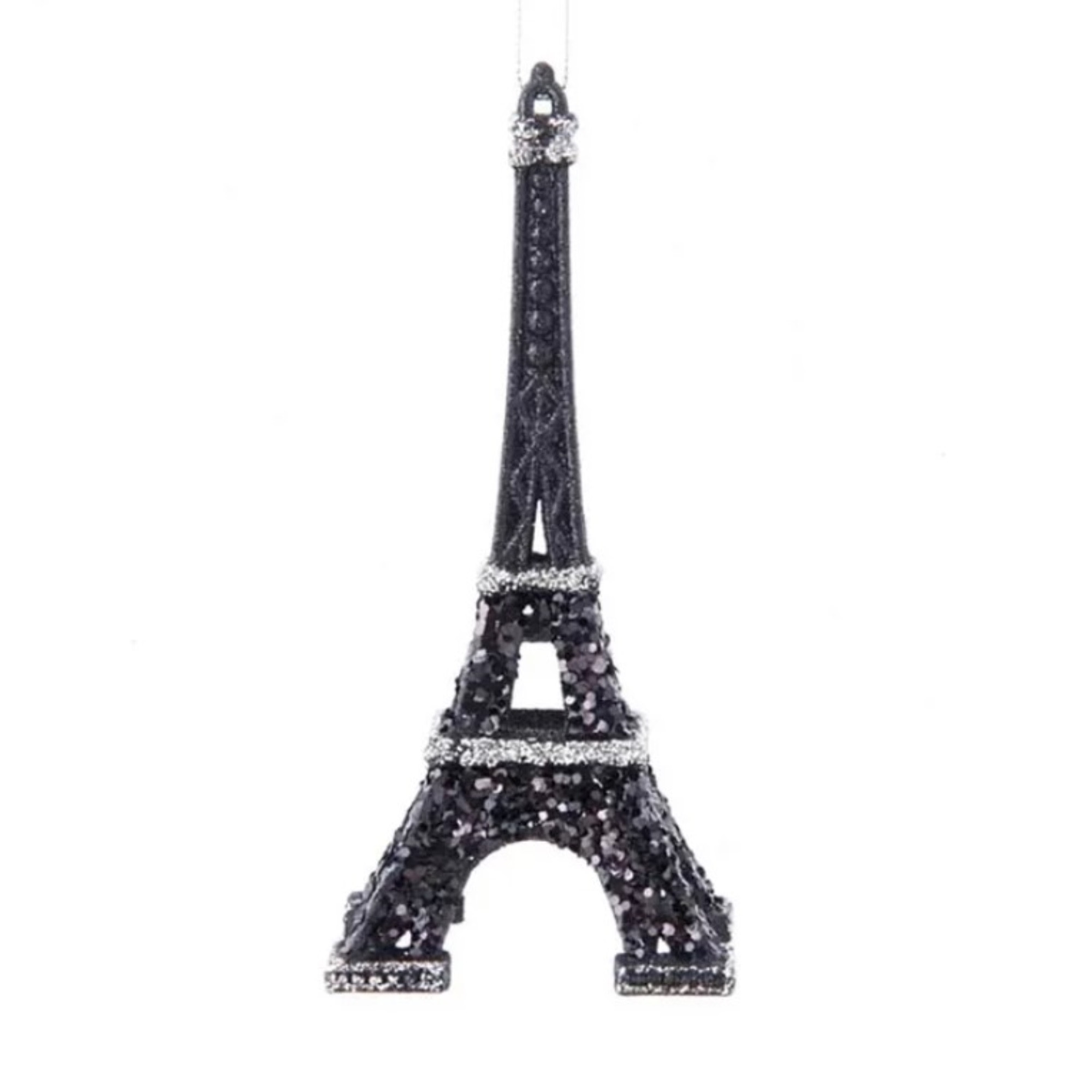 Kurt Adler Plastic Ornament for Christmas Tree, Black Eiffel Tower