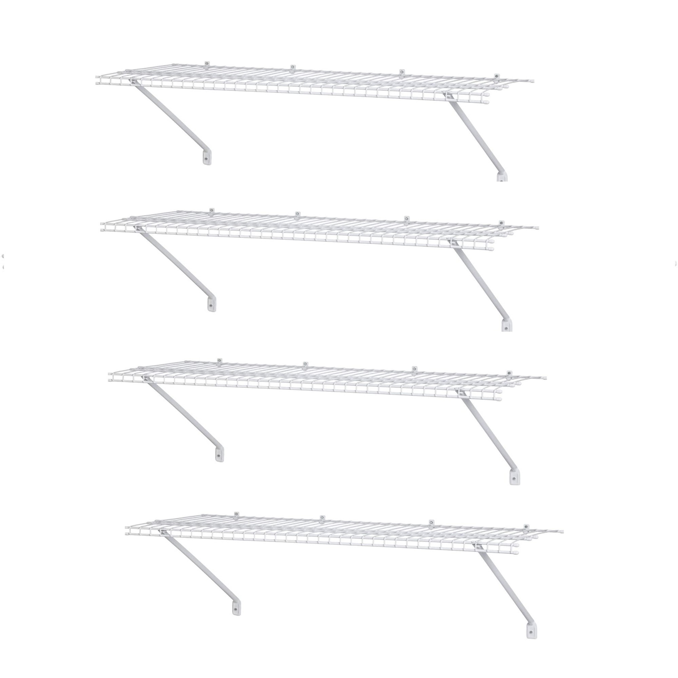 ClosetMaid Wire Shelf Kit with Hardware for Pantry, Closet, Laundry, and More, White, 4' x 12", 4 Pack ClosetMaid Wire Shelf Kit with Hardware for Pantry, Closet, Laundry, and More, White, 4' x 12", 4 Pack