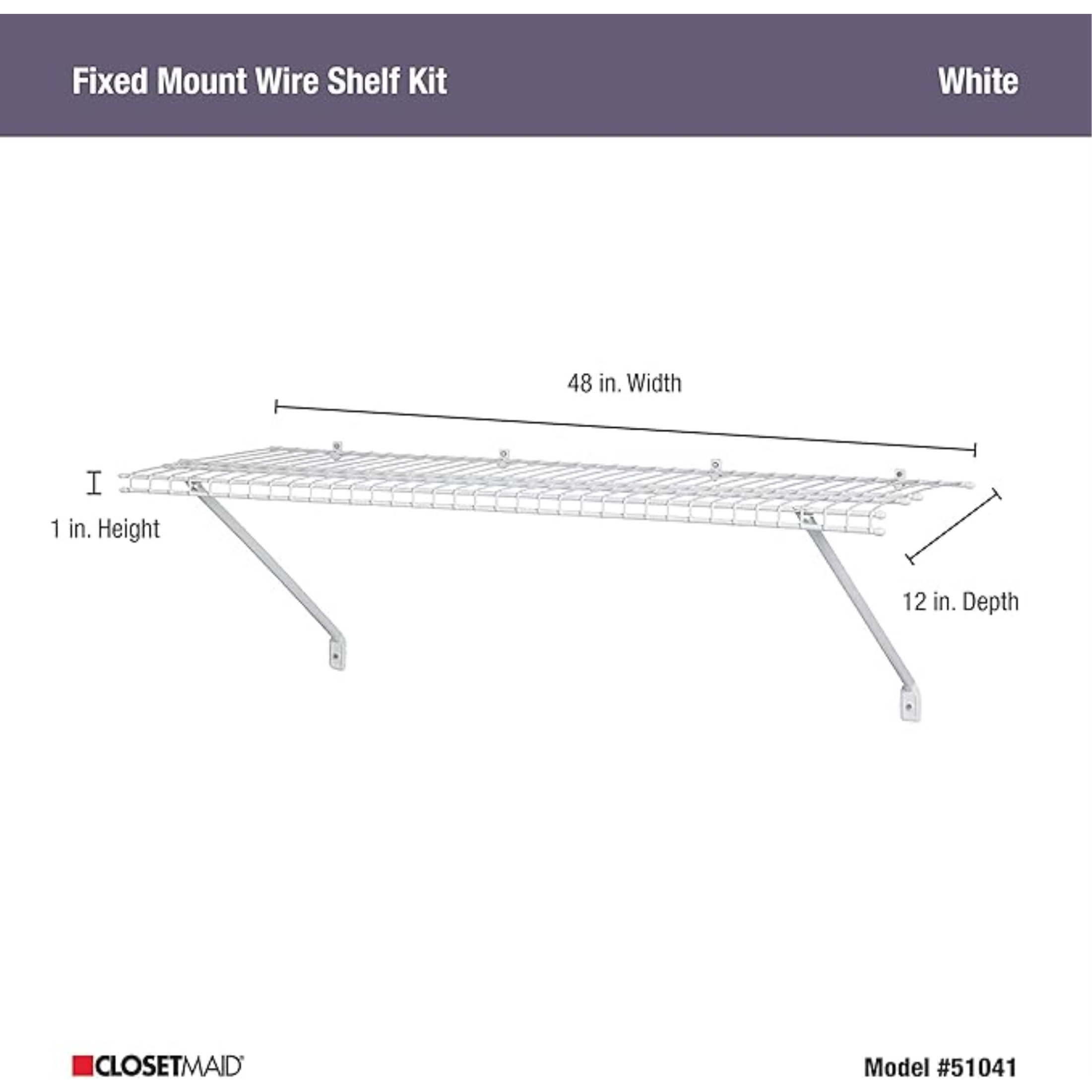 ClosetMaid Wire Shelf Kit with Hardware for Pantry, Closet, Laundry, and More, White, 4' x 12", 4 Pack ClosetMaid Wire Shelf Kit with Hardware for Pantry, Closet, Laundry, and More, White, 4' x 12", 4 Pack