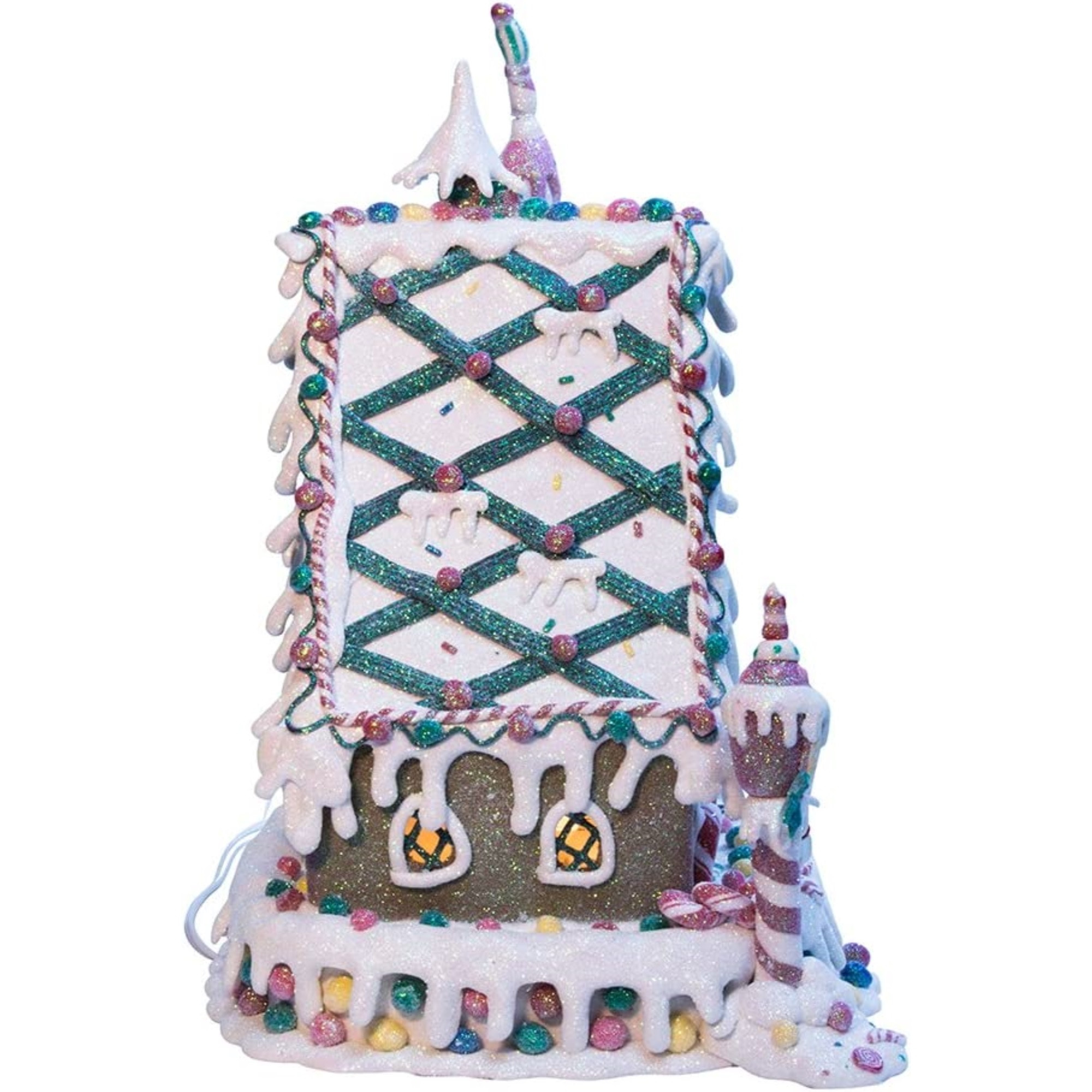 Kurt Adler Pre-Lit Christmas Figurine, Clay dough Gingerbread Inn, 13in