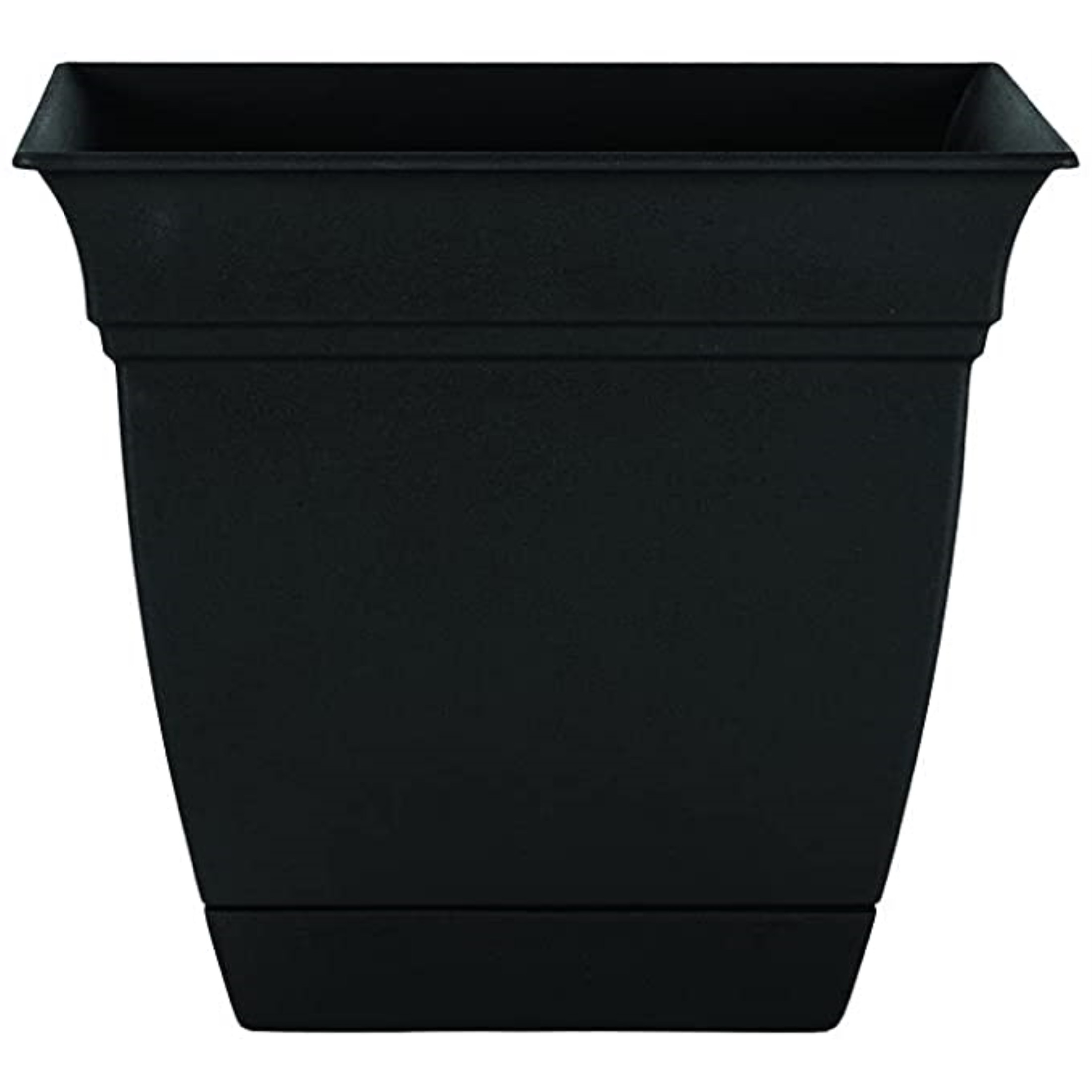 The HC Companies Outdoor/Indoor Plastic Planter Eclipse Square, Black, 10''