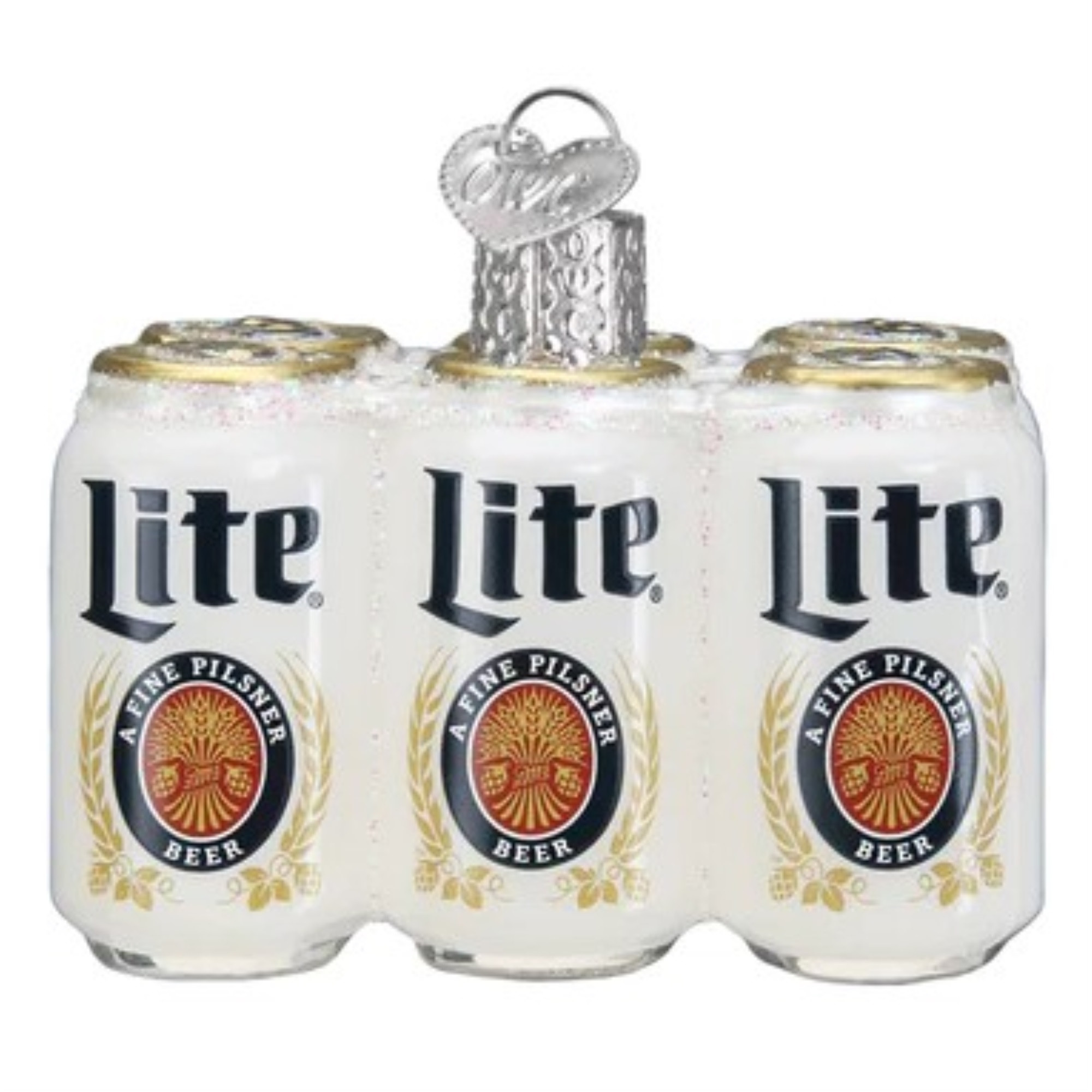 Old World Christmas Glass Blown Ornament for Christmas Tree, Miller Lite Beer Six Pack
