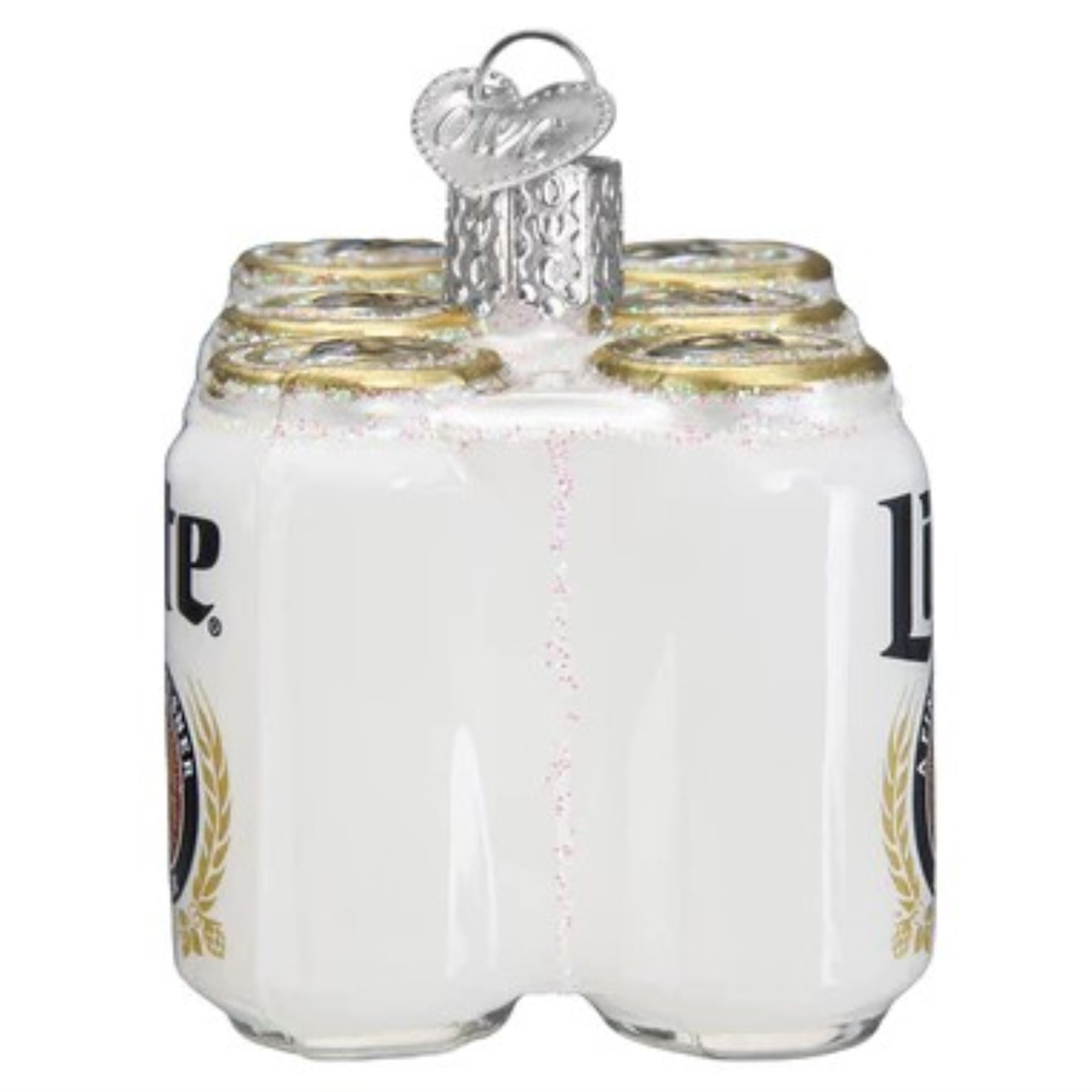 Old World Christmas Glass Blown Ornament for Christmas Tree, Miller Lite Beer Six Pack