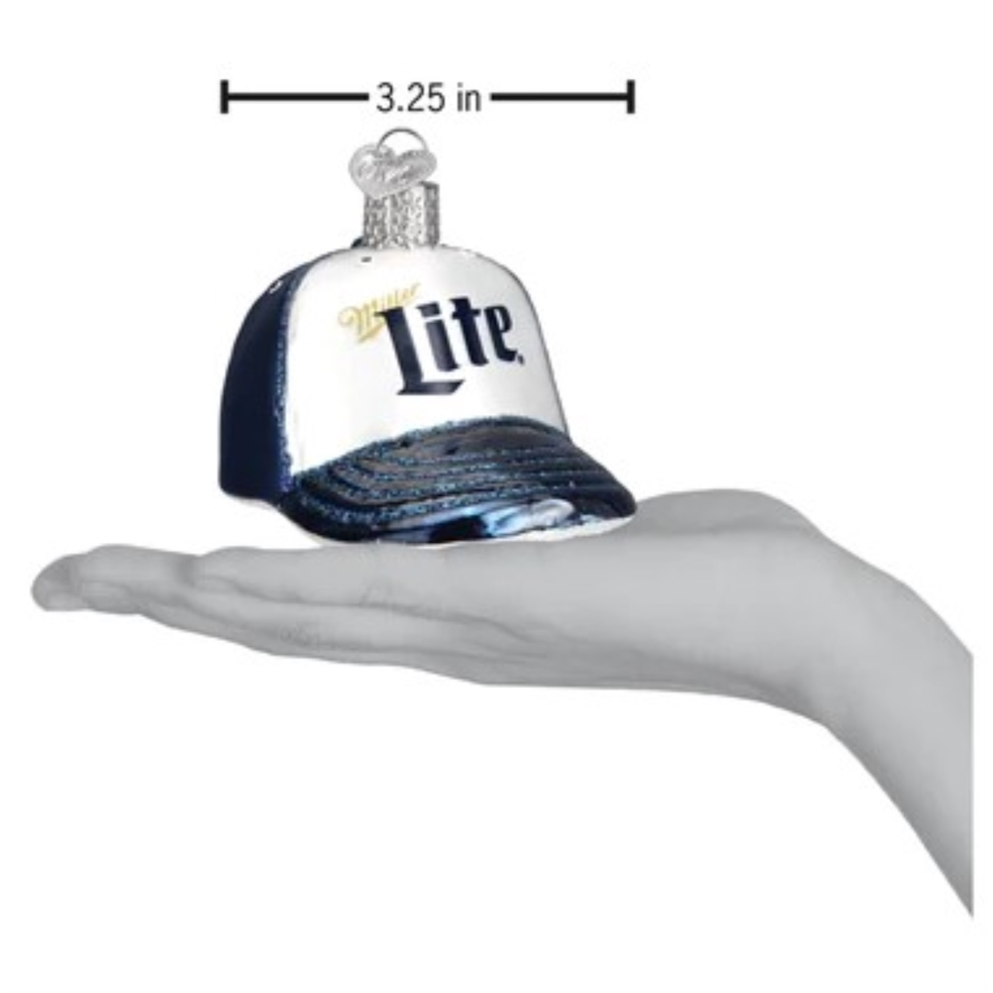 Old World Christmas Blown Glass Ornament for Christmas Tree, Miller Lite Baseball Cap