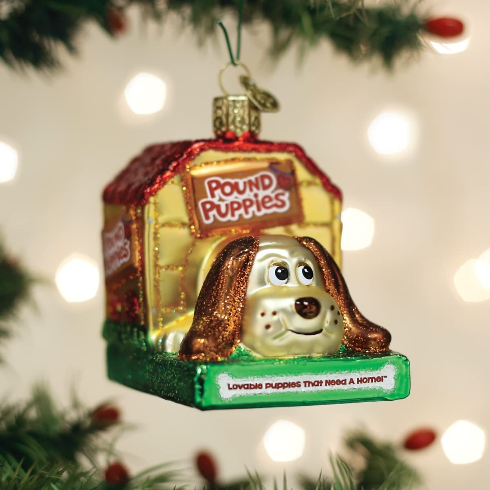 Old World Christmas Blown Glass Ornament for Christmas Tree, Pound Puppies