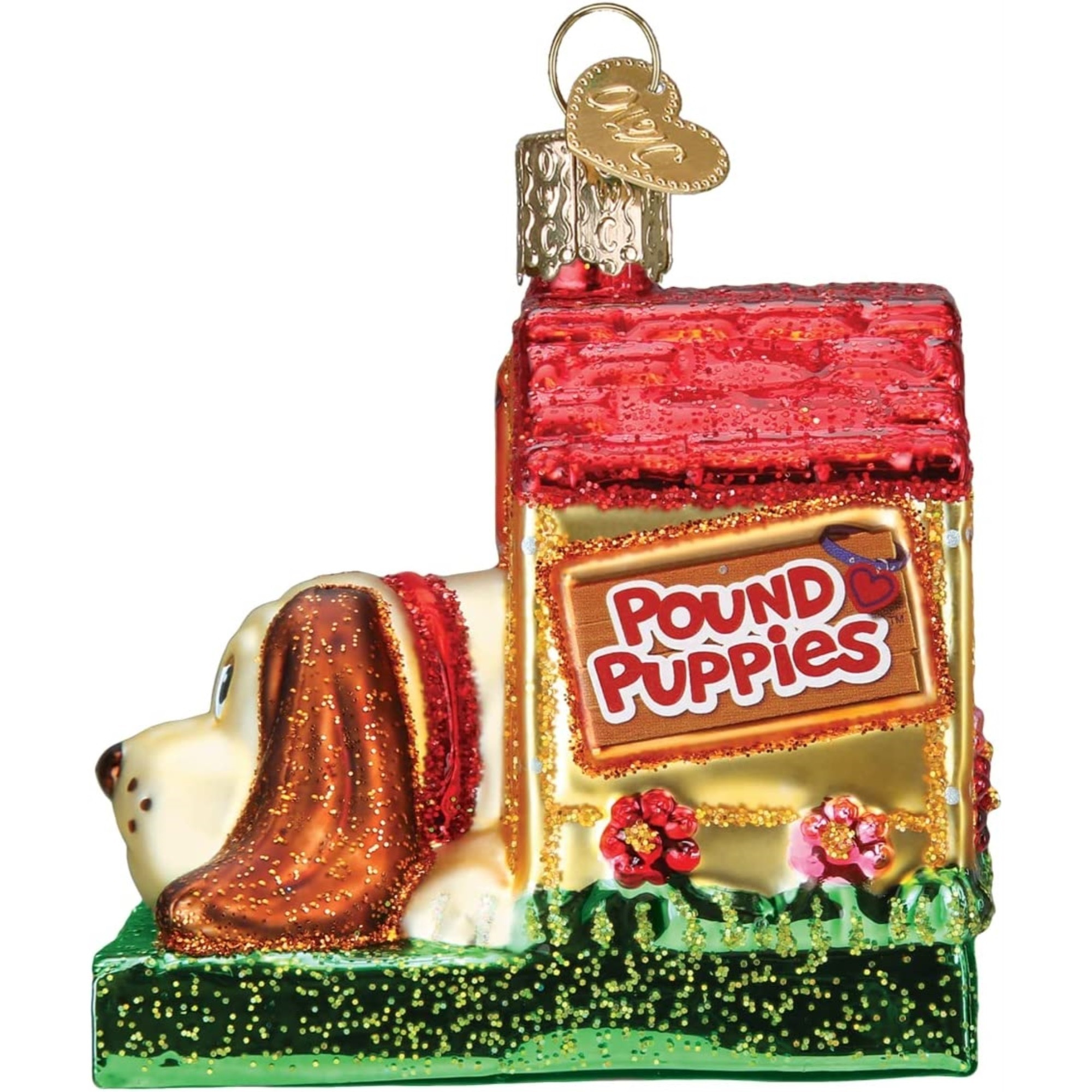 Old World Christmas Blown Glass Ornament for Christmas Tree, Pound Puppies