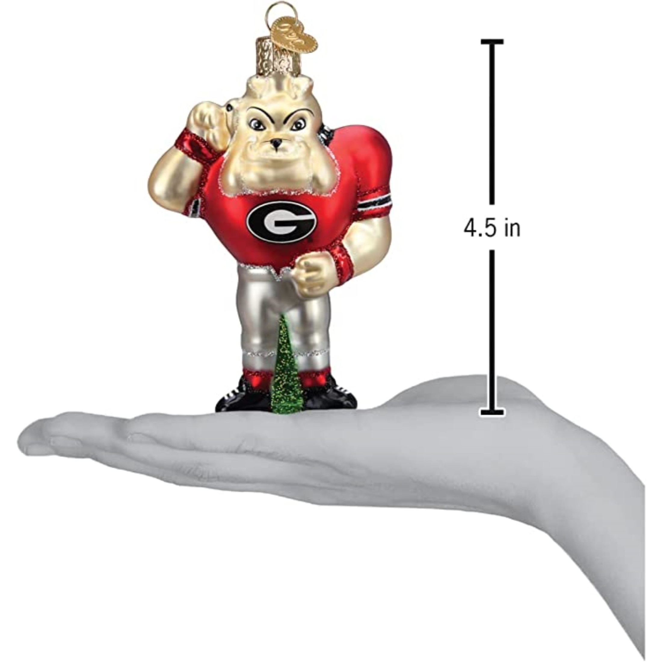 Old World Christmas Glass Blown Christmas Ornament, Georgia Hairy Dawg Mascot (With OWC Gift Box)