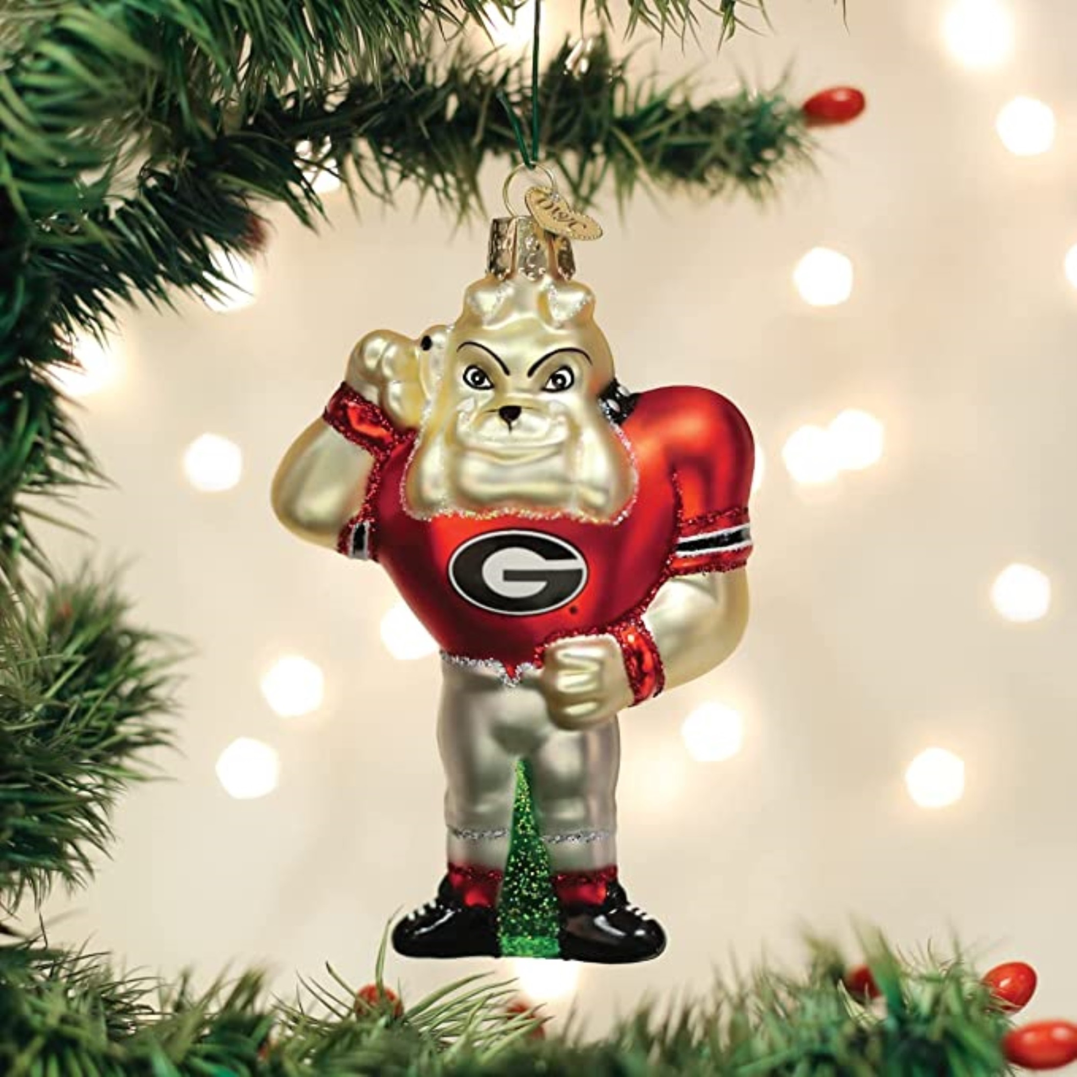 Old World Christmas Glass Blown Christmas Ornament, Georgia Hairy Dawg Mascot (With OWC Gift Box)