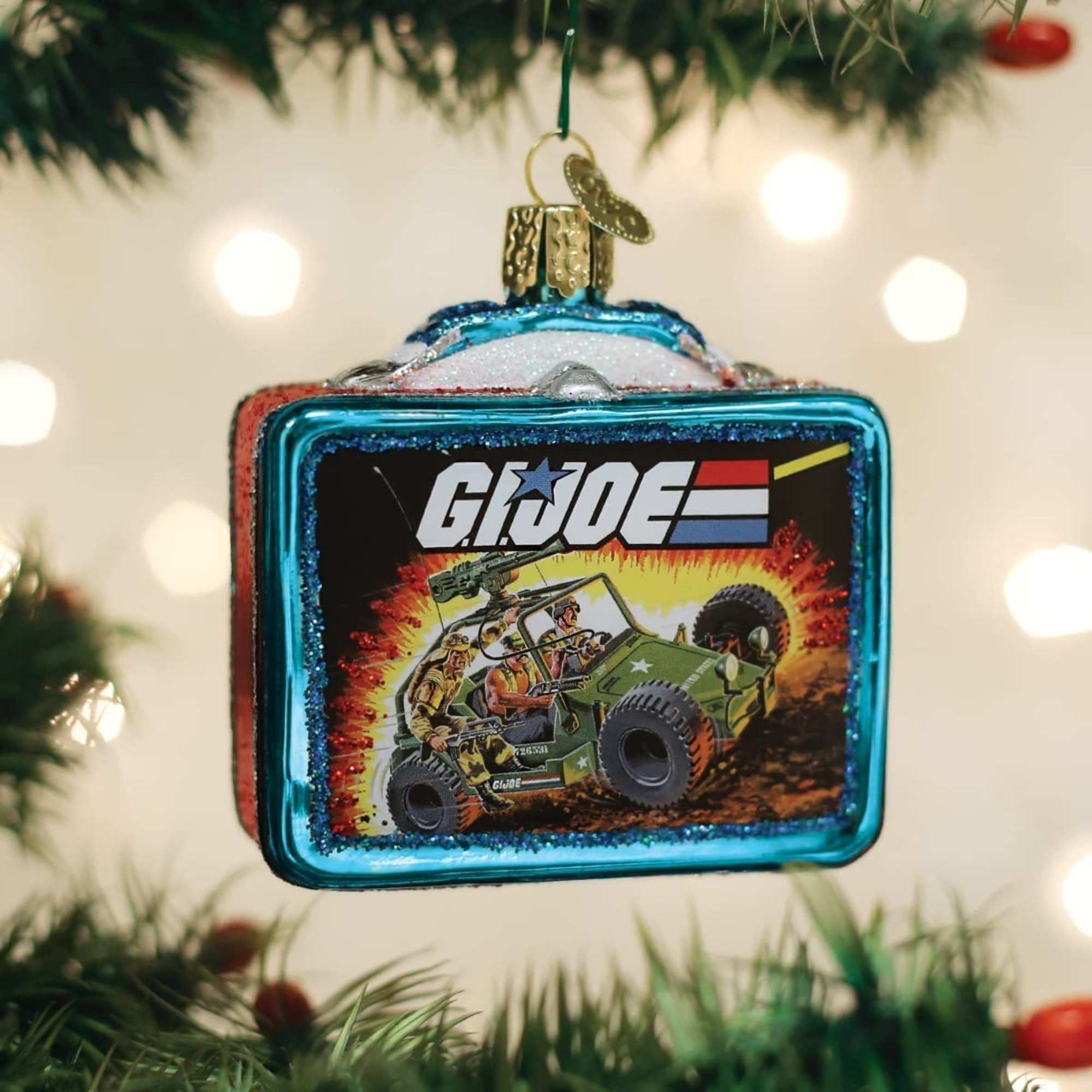 Old World Christmas Blown Glass Ornament for Christmas Tree, G.I. Joe Lunchbox