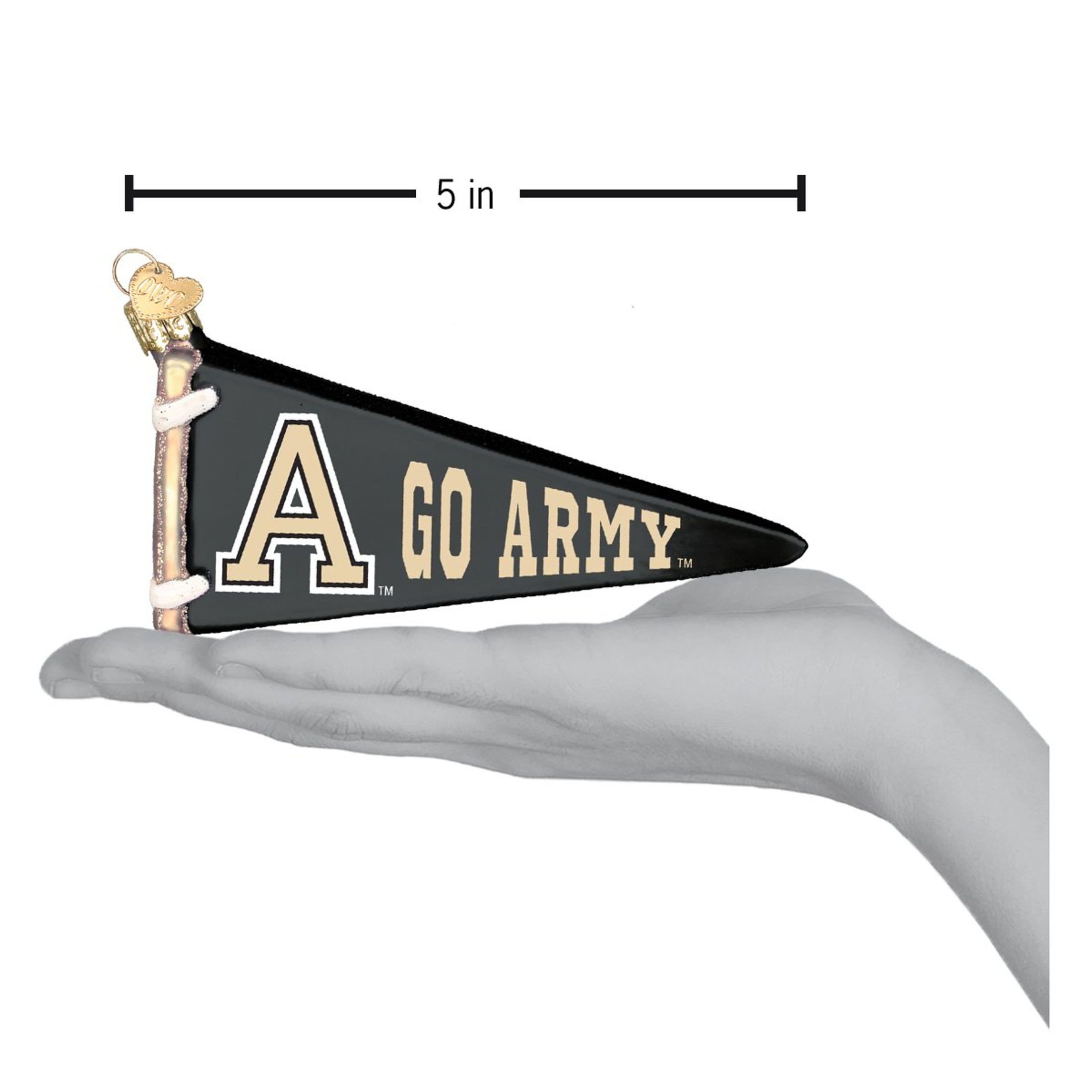Old World Christmas Glass Blown Tree Ornament, Go Army Pennant (With OWC Gift Box)