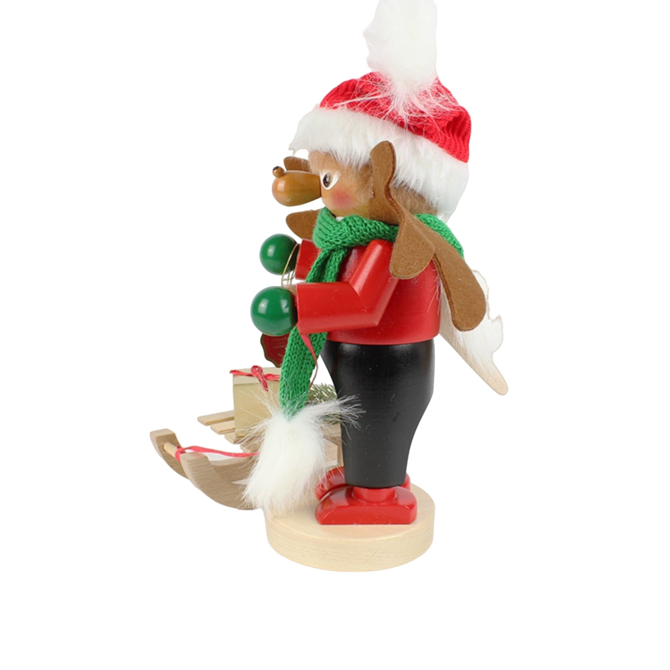 Kurt Adler Steinbach Wooden Chubby Nutcracker, Rudolph with Sleigh, 10.5"