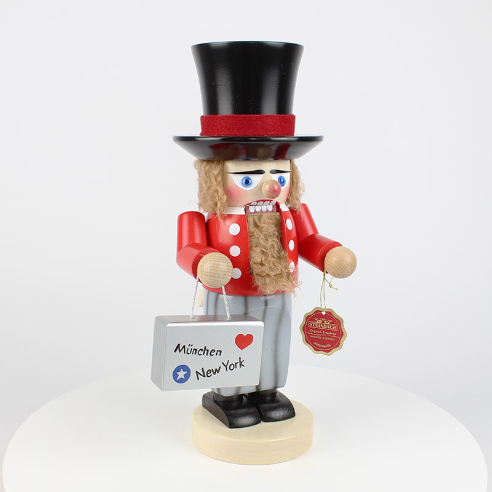 Kurt Adler Steinbach Wooden Chubby Nutcracker, Traveler, 12"