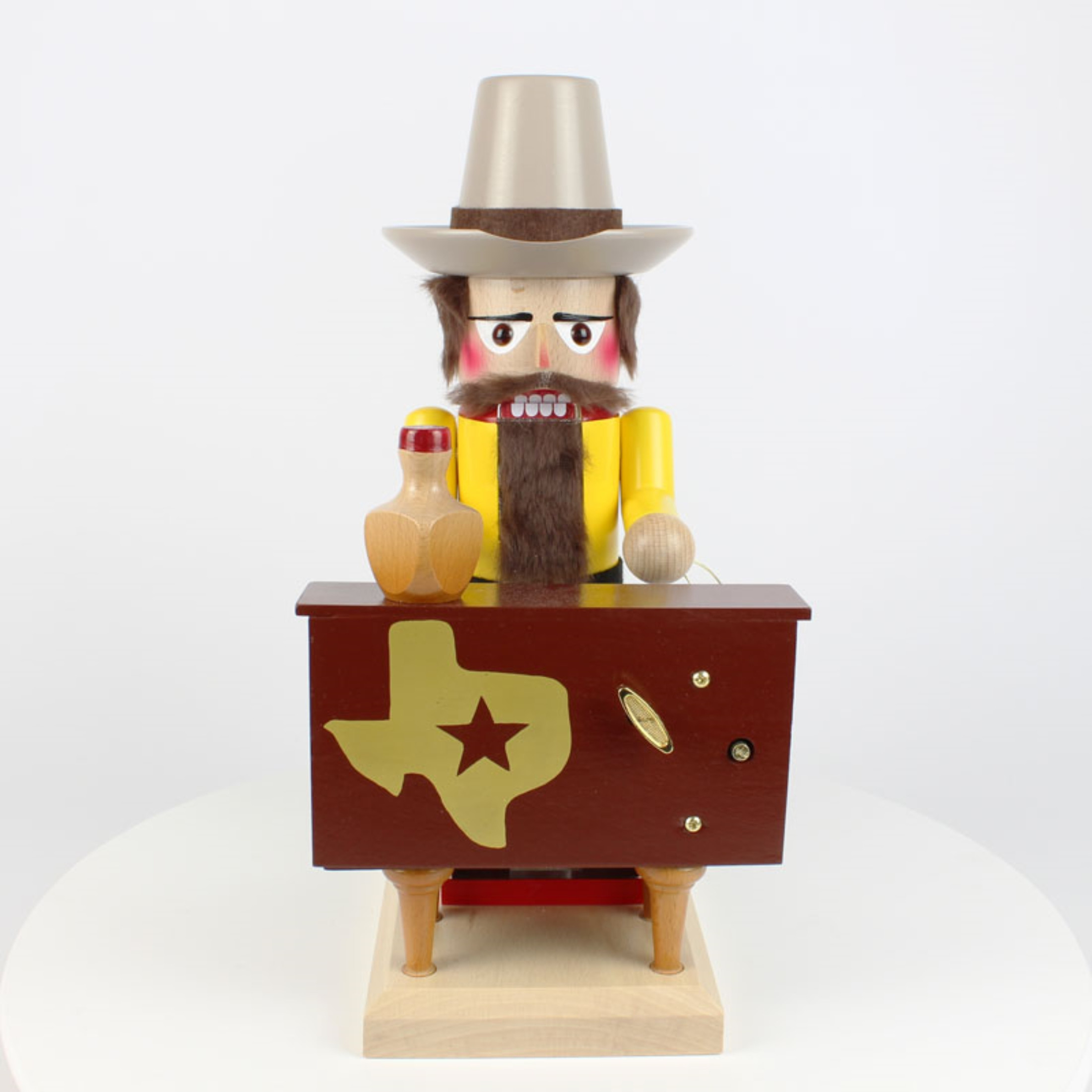 Kurt Adler Steinbach Wooden Chubby Nutcracker, Musical Texan, 12"