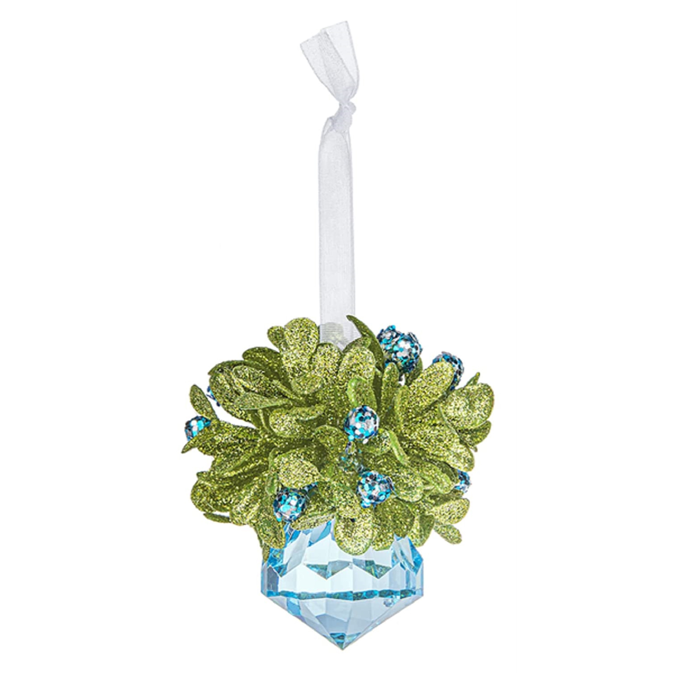 Ganz Winter Ice Teeny Mistletoe Jewel Ornament, Acrylic, Blue