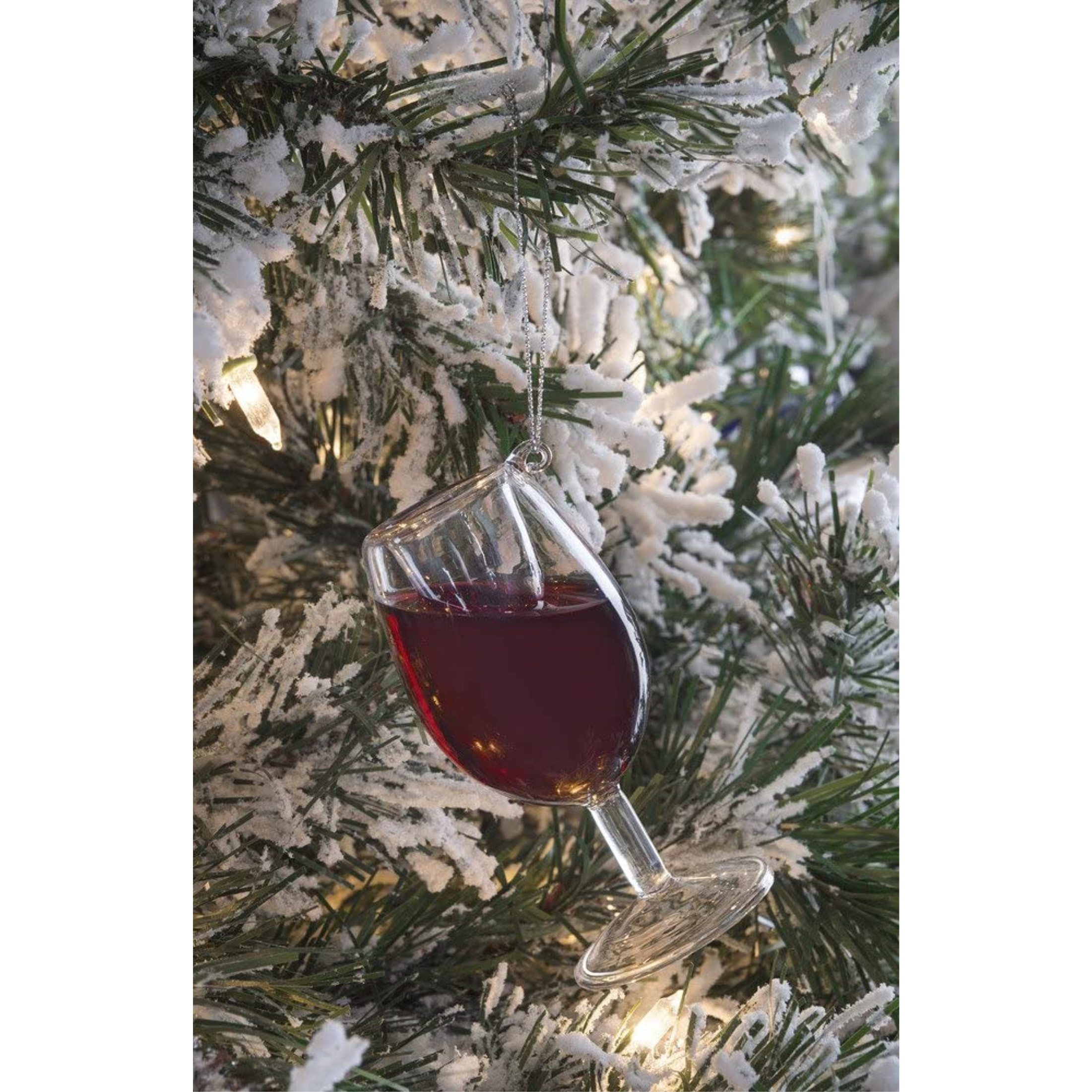 Ganz Prosec Ho Ho Ho Wine Glass Christmas Hanging Ornament, Red