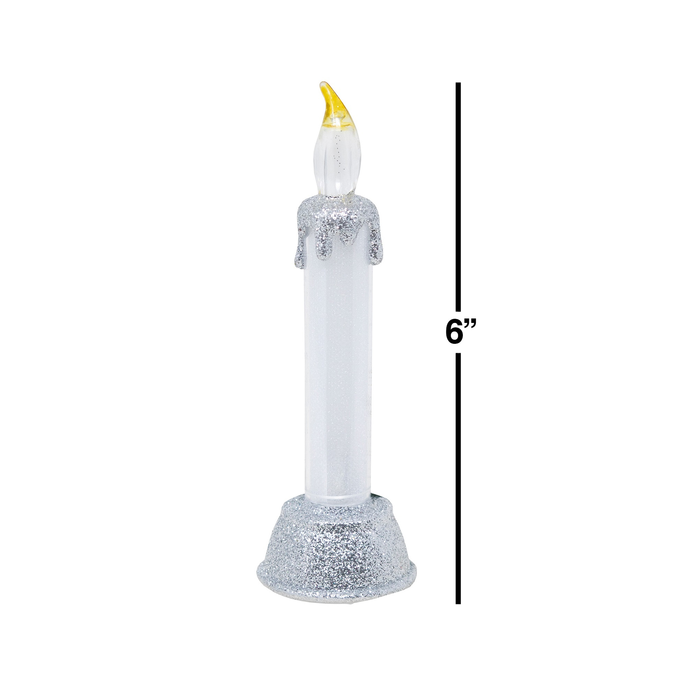 Kurt Adler Battery Operated Light-Up LED Glittered Candles, Pack of ONE, Assorted Colors