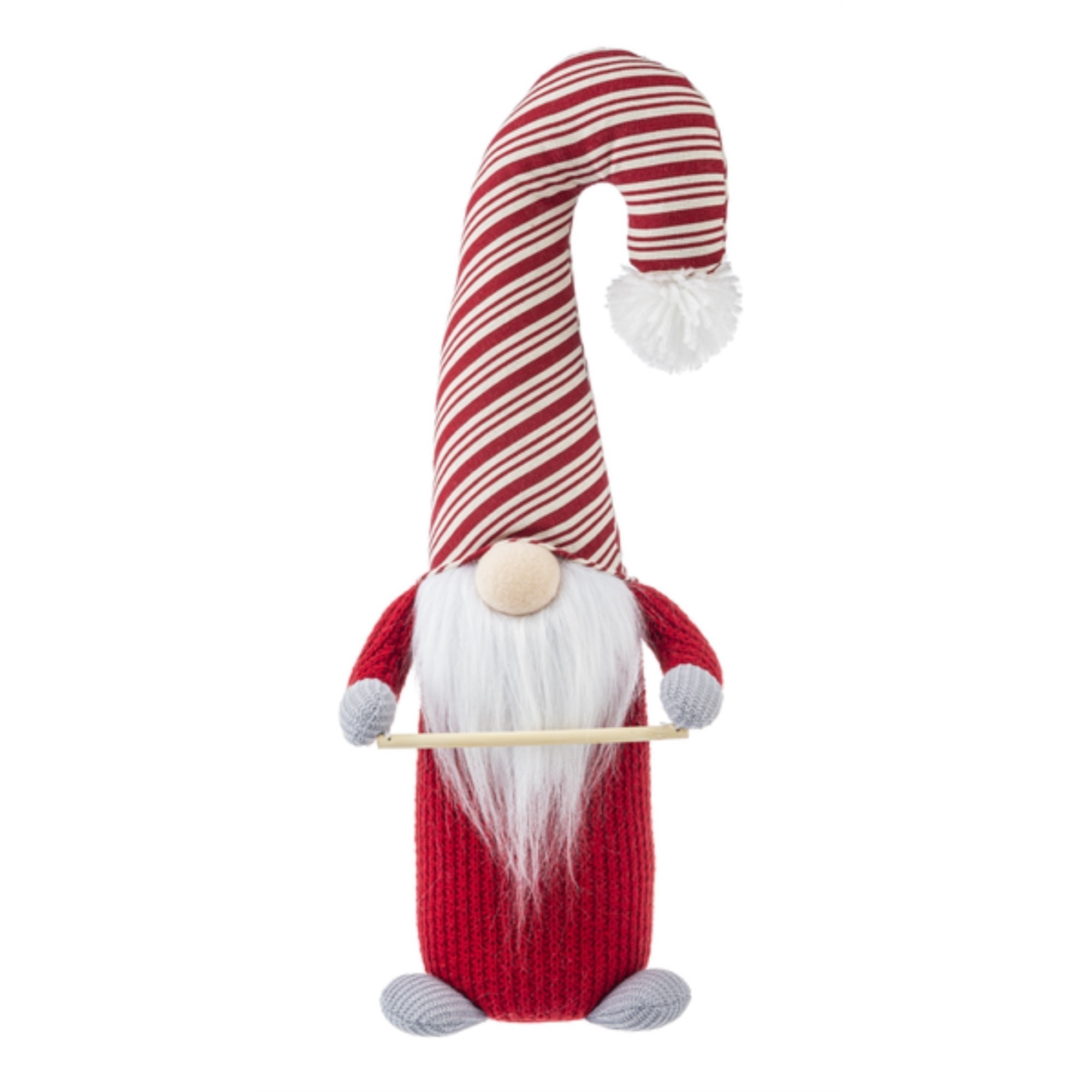 Ganz Plush Gnome Candy Cane Holder Figurine – Weighted Décor for Mantle, Shelf or Tabletop, 18"