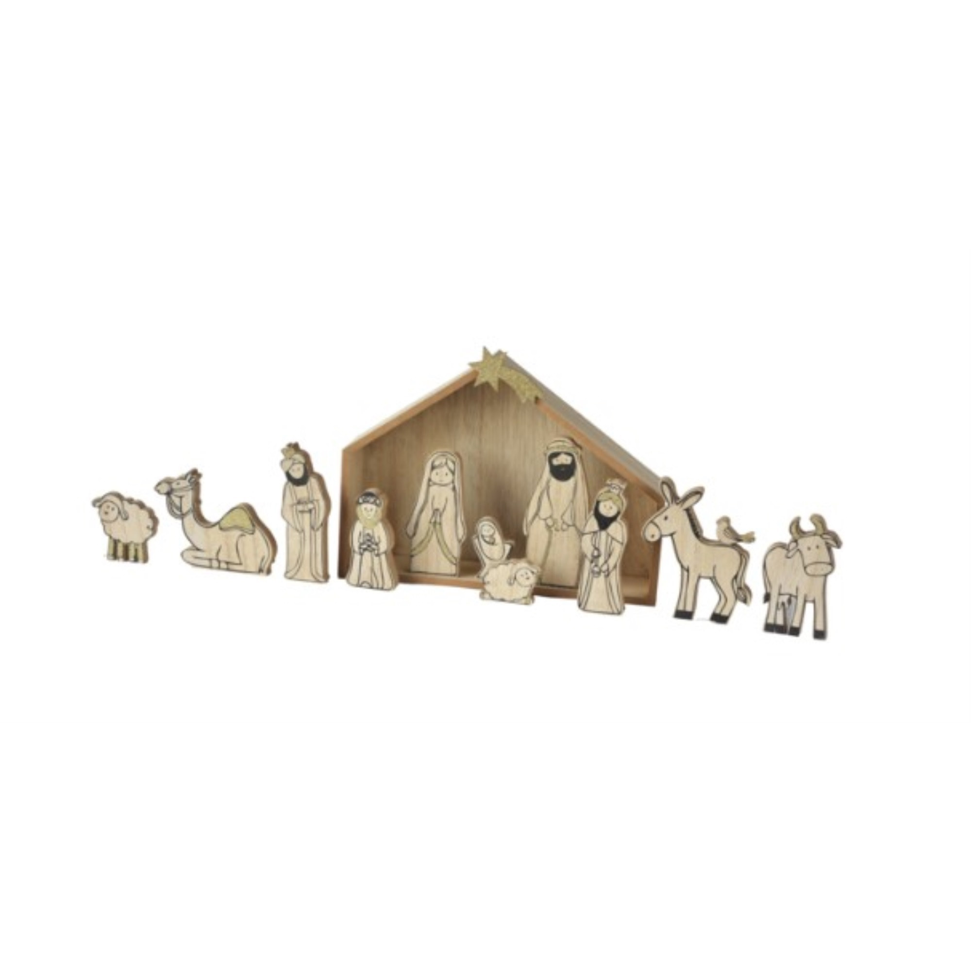 Ganz Midwest Wood Grain Christmas 12-Piece Christmas Nativity Set