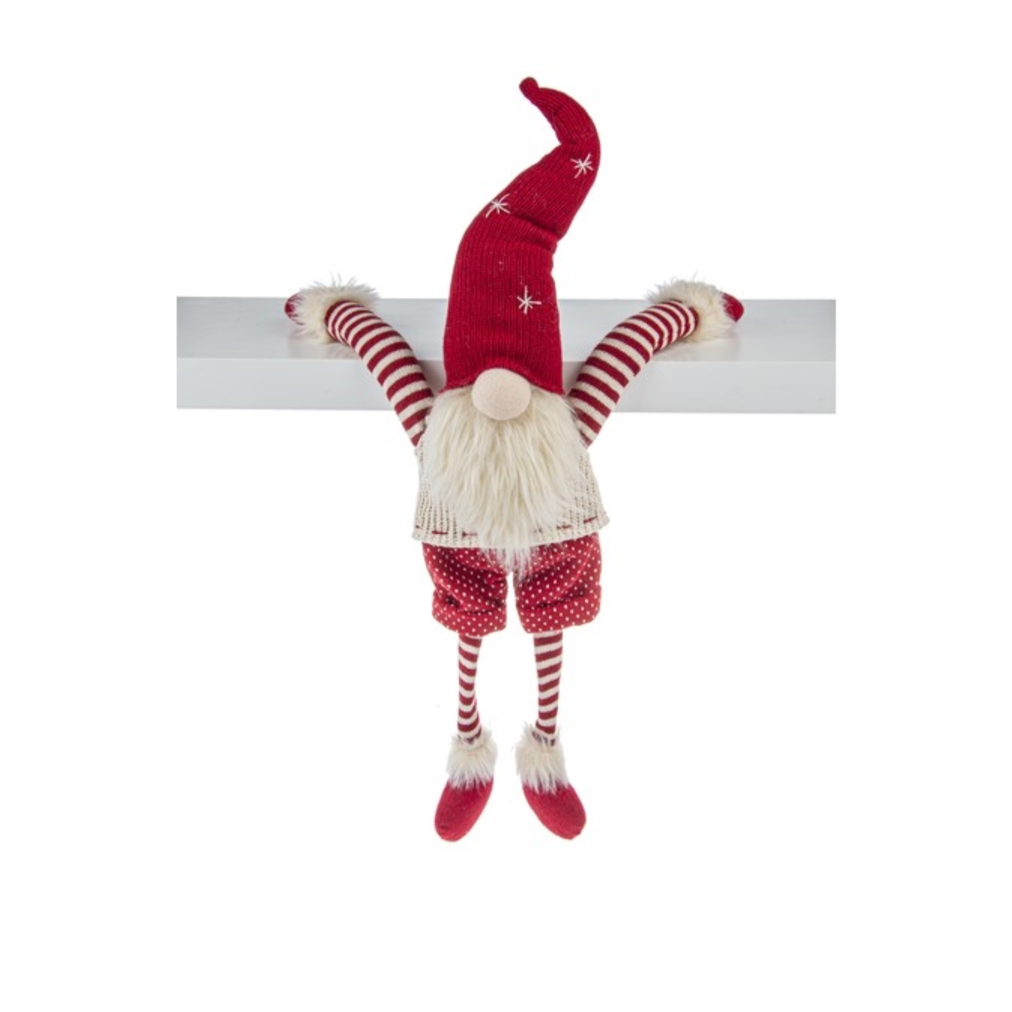 Ganz Christmas Gnome Figurine – Hanging or Sitting Holiday Decoration, Red and White, 32"