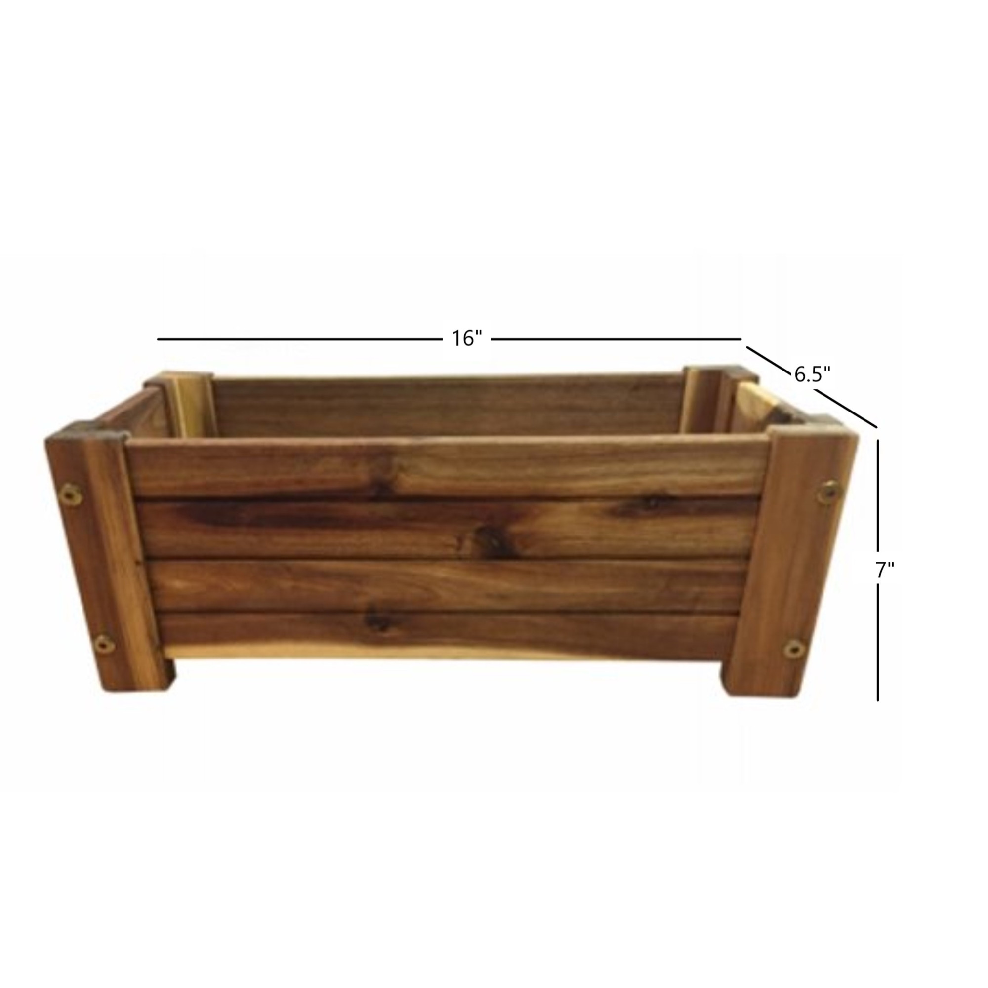 Avera Products Rectangle Acacia Wood Crate Planter, 16"