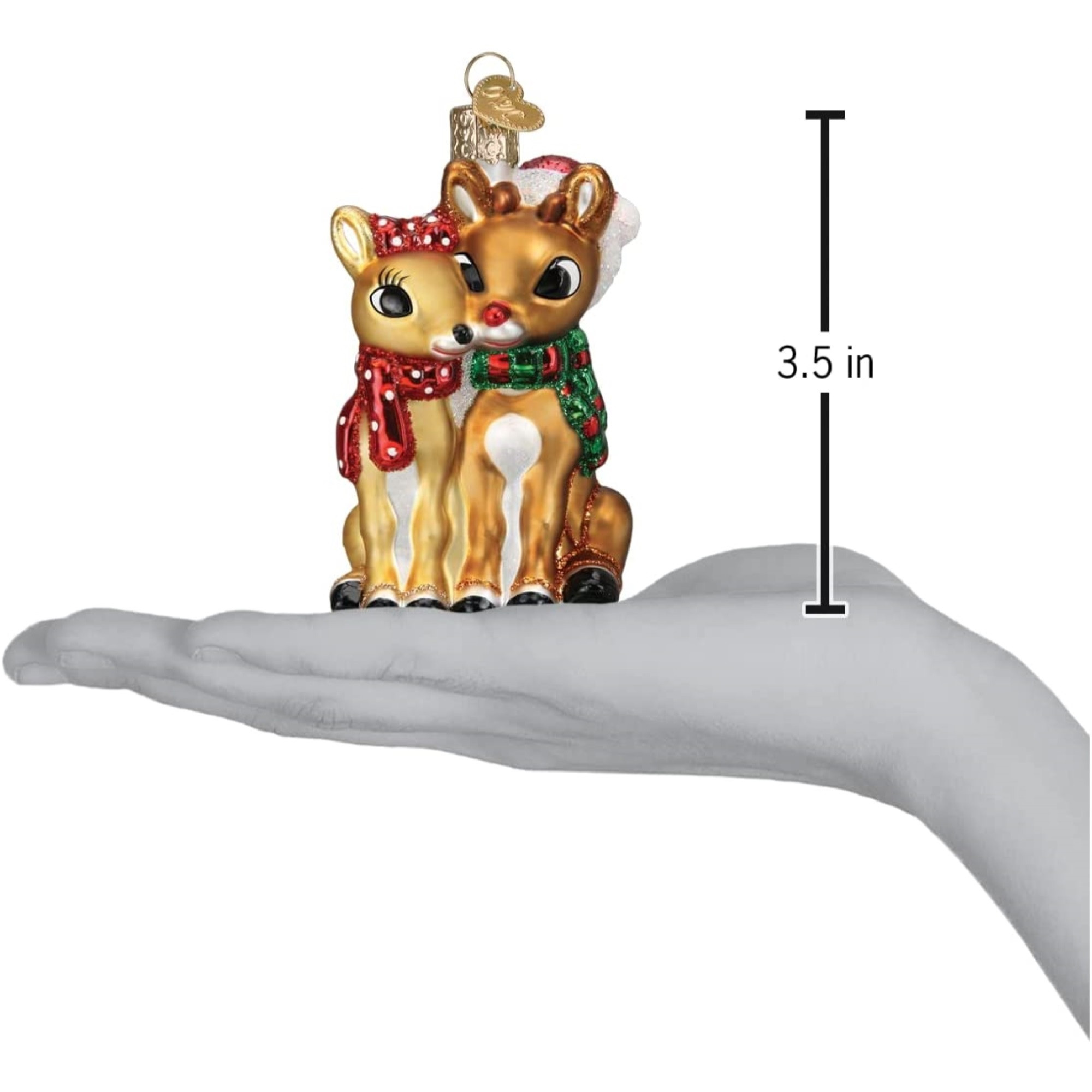 Old World Christmas Glass Blown Ornament for Christmas Tree, Rudolph And Clarice