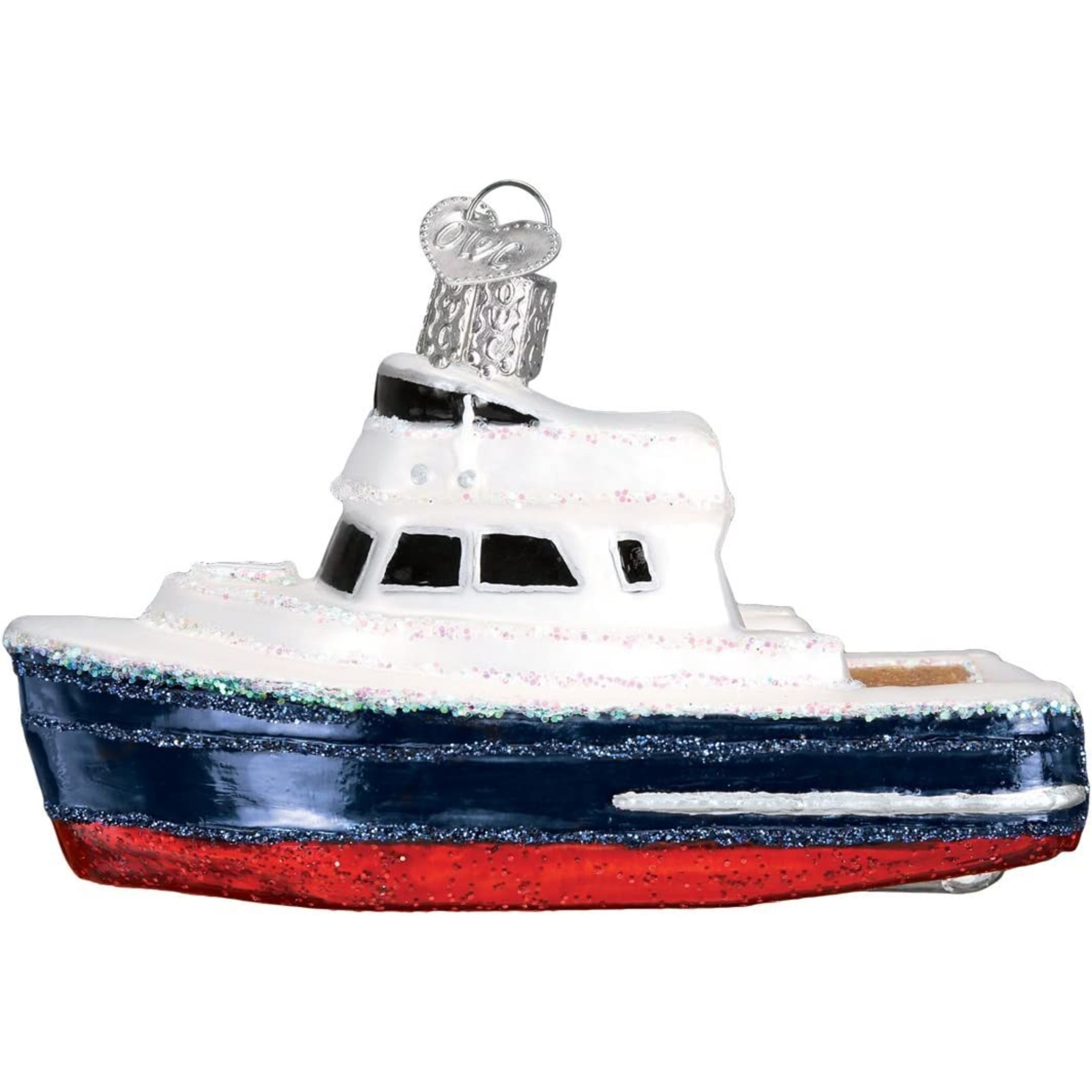 Old World Christmas Glass Blown Ornament, Charter Boat (With OWC Gift Box)