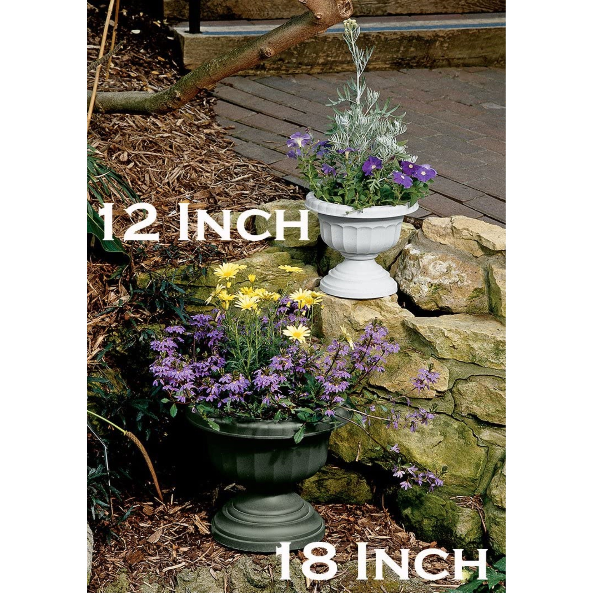 Bloem GU18-10 Grecian Urn Plastic Planter White, 18"