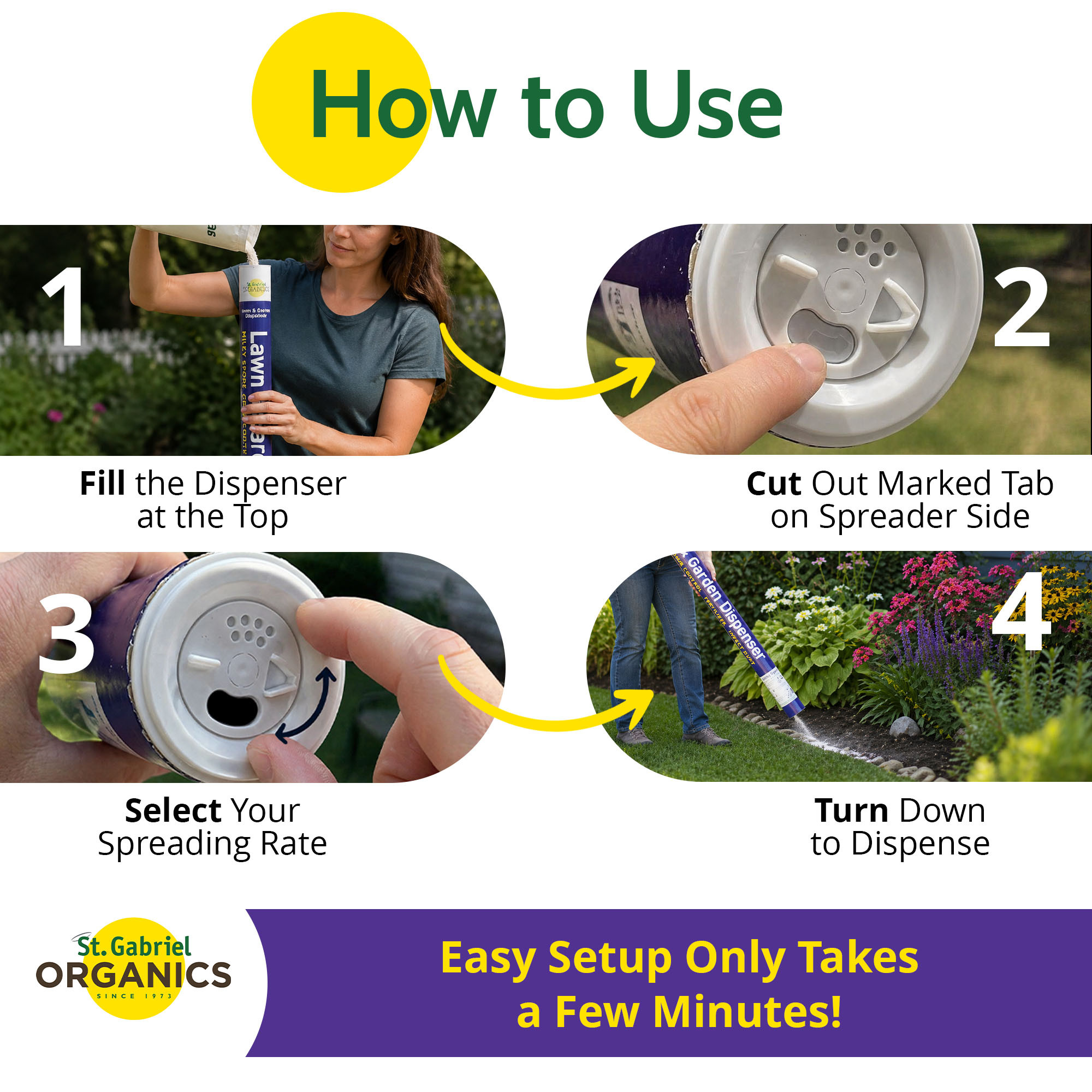 St. Gabriel Organics Lawn & Garden Dispenser for Applying Powdered